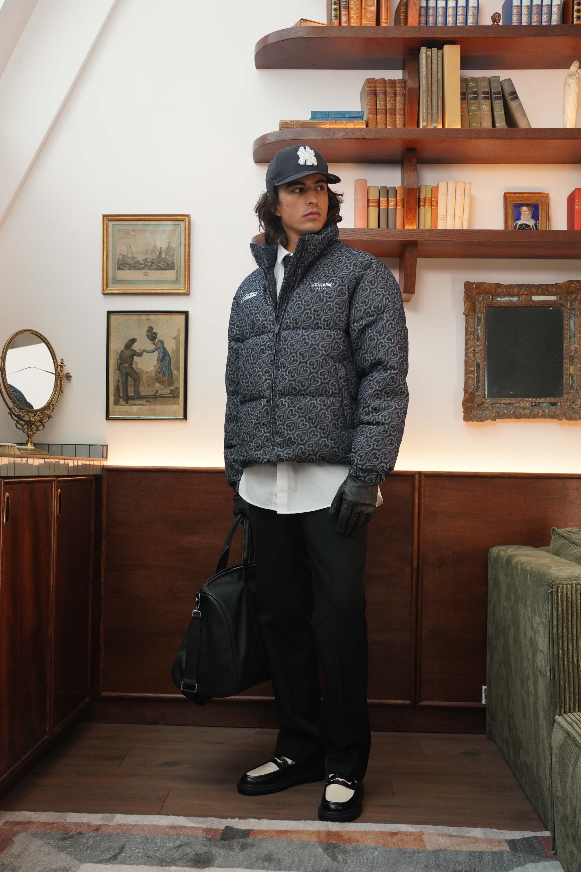 HEART printed puffer jacket