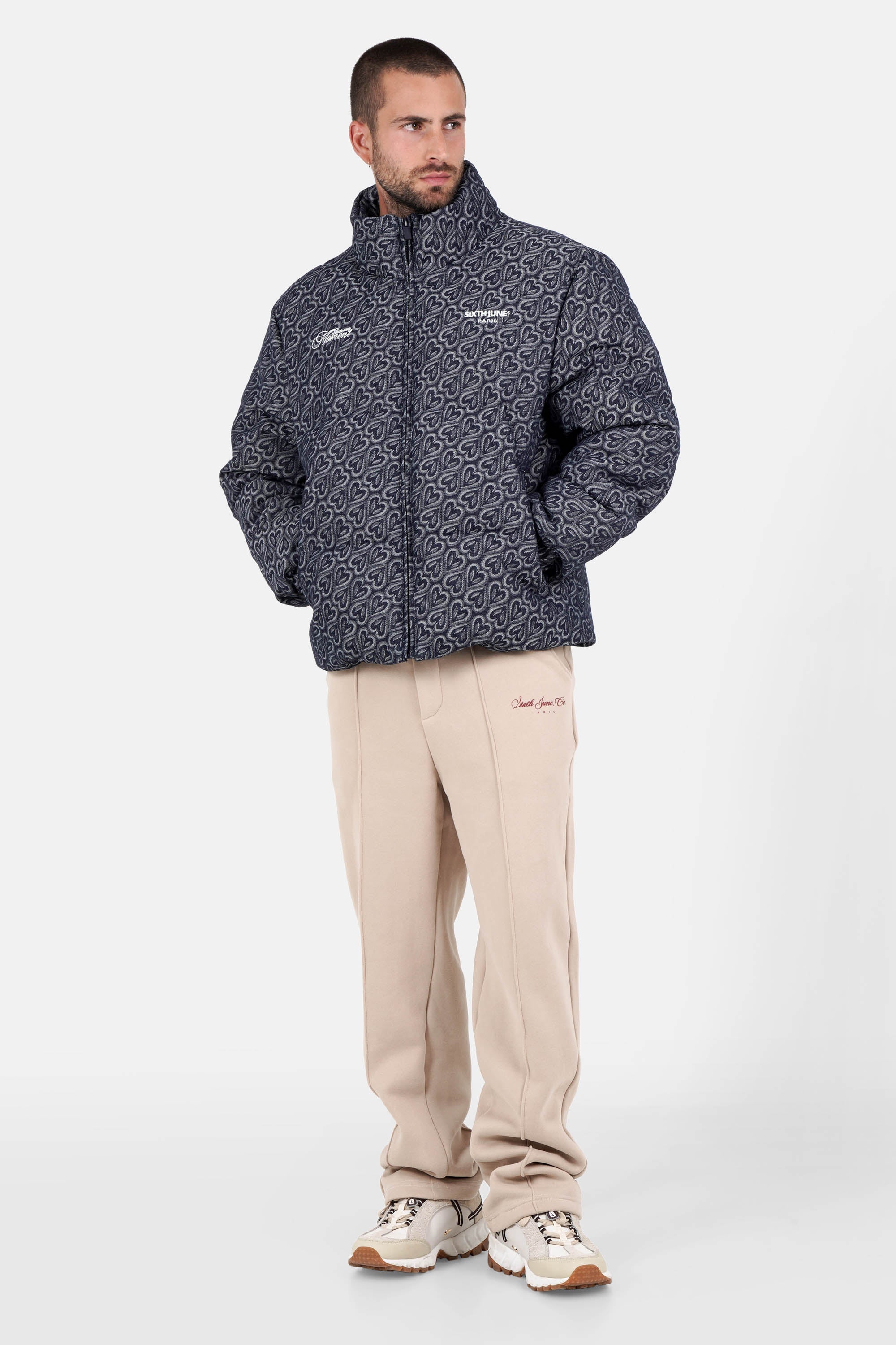 HEART printed puffer jacket