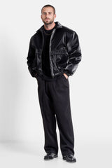 VEGAN leather boxy Jacket