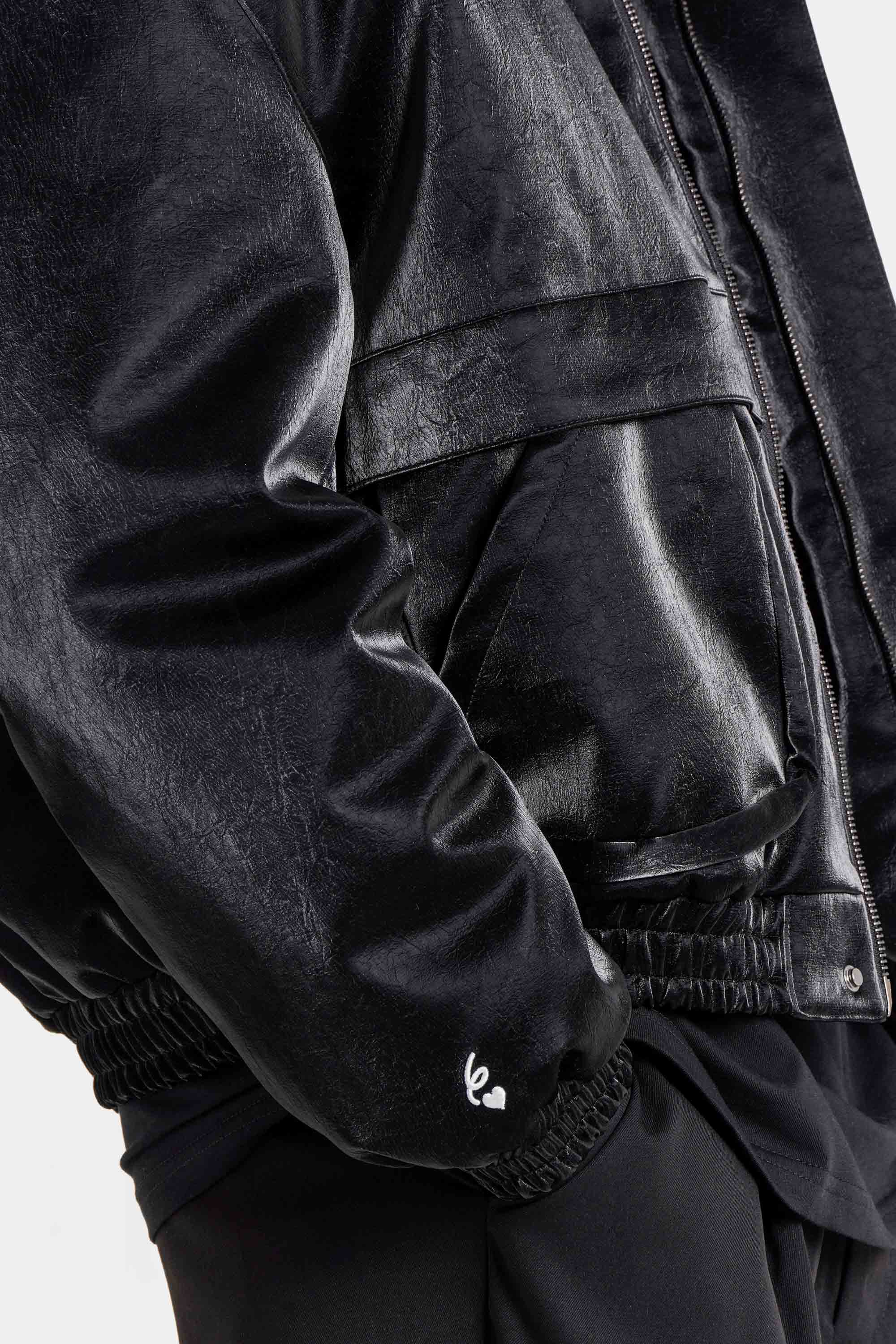 VEGAN leather boxy Jacket