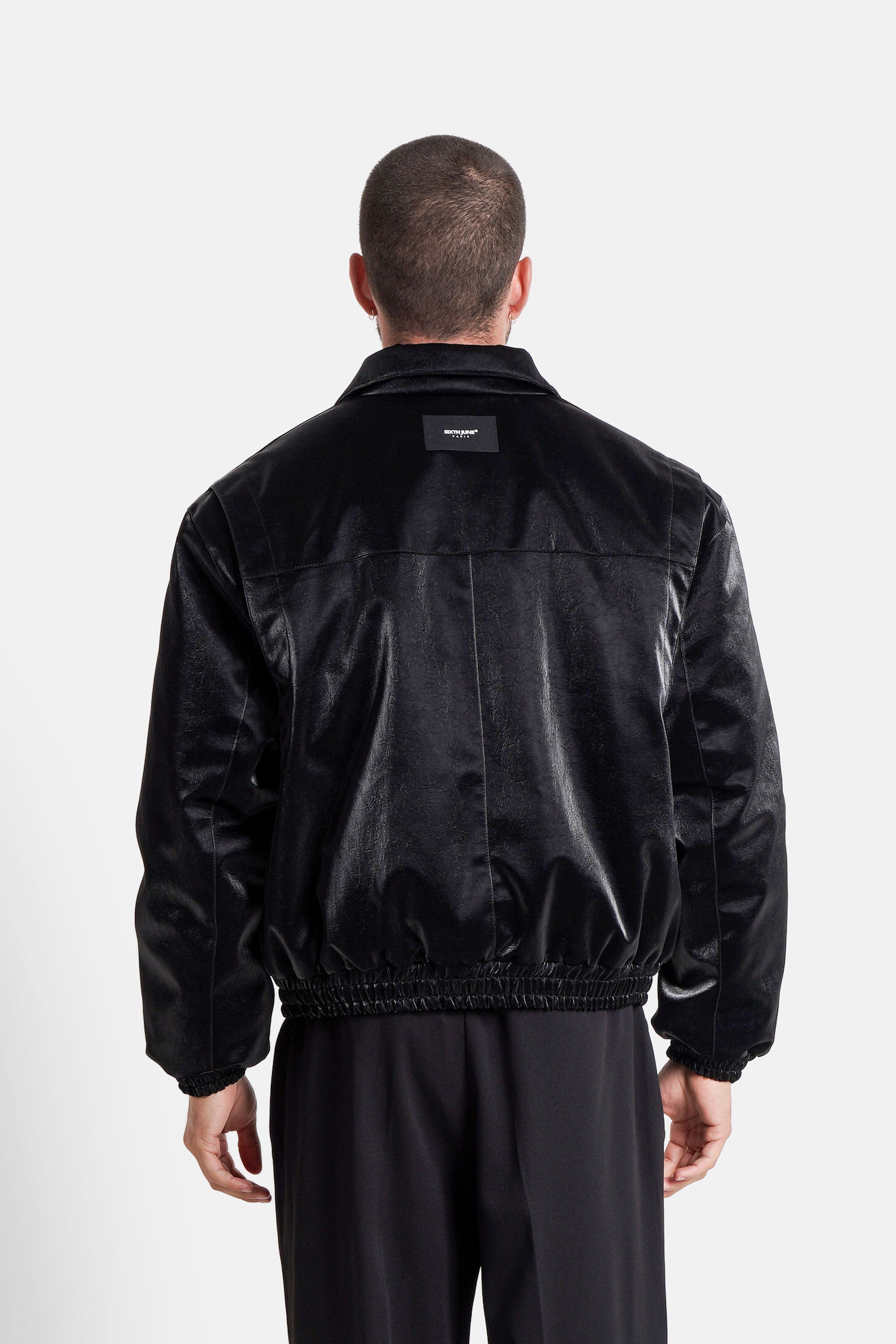 VEGAN leather boxy Jacket