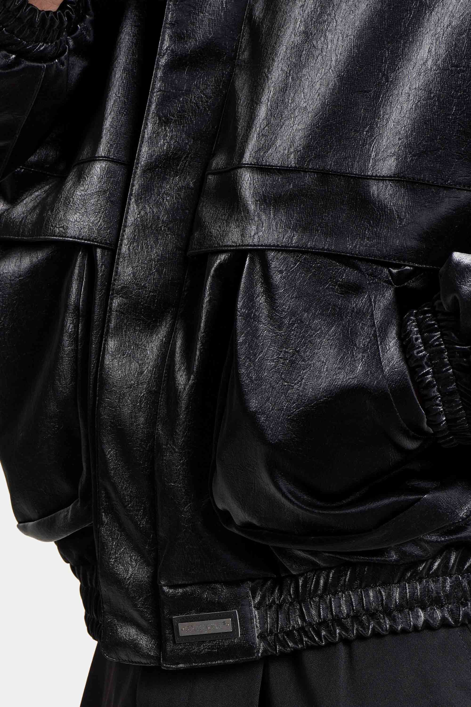 VEGAN leather boxy Jacket