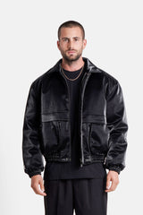 VEGAN leather boxy Jacket