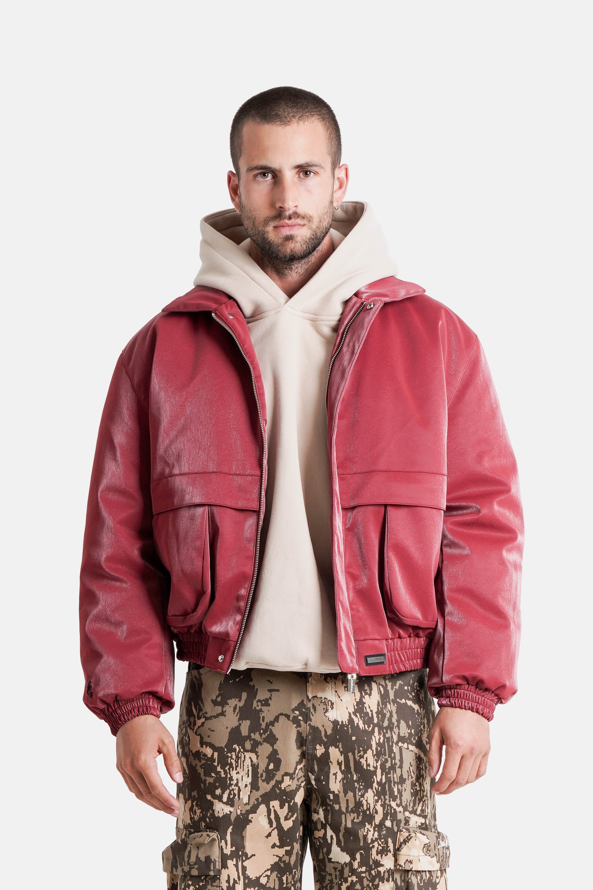 VEGAN leather boxy jacket