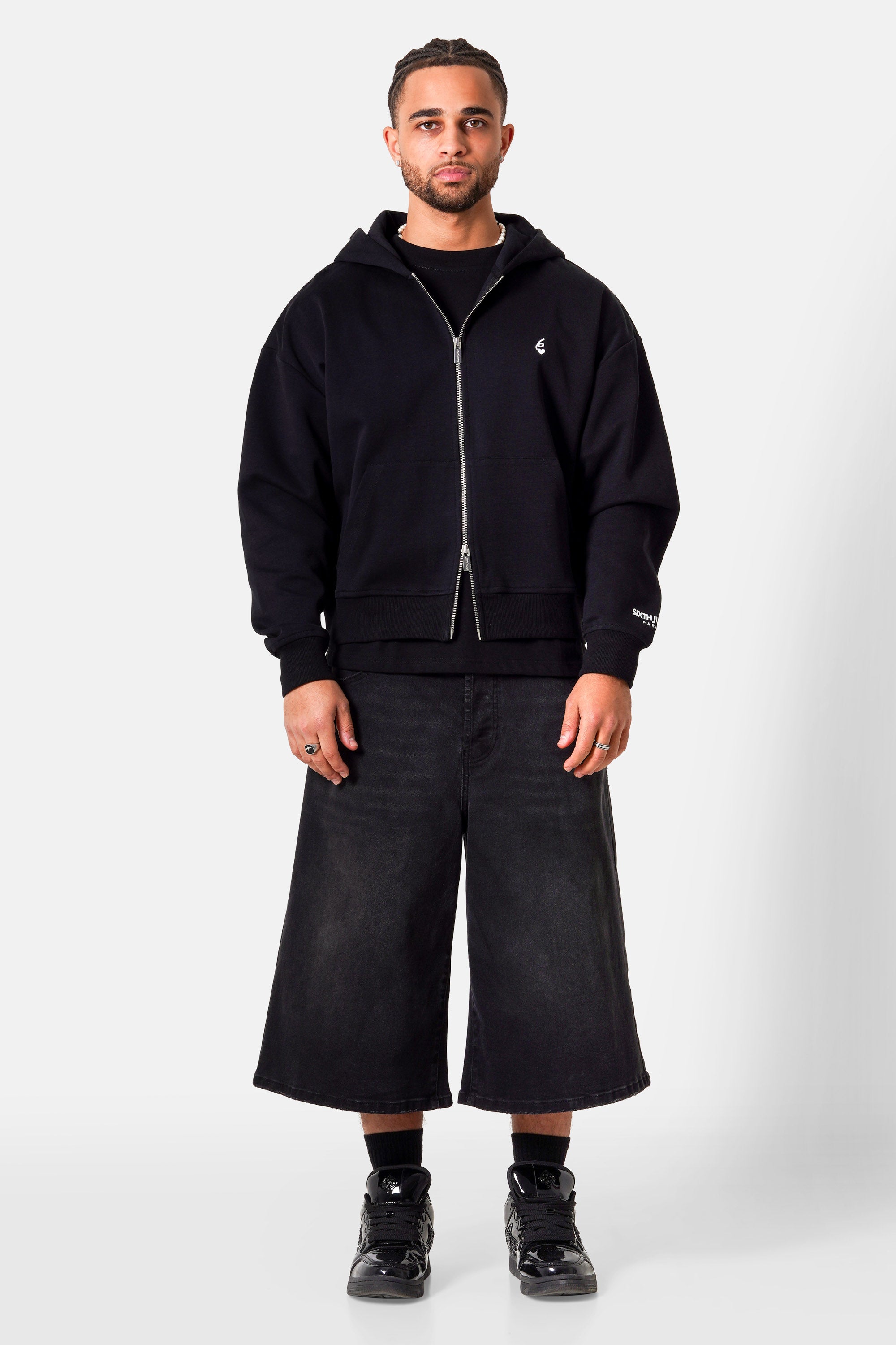 HEART embroidery zip up hoodie