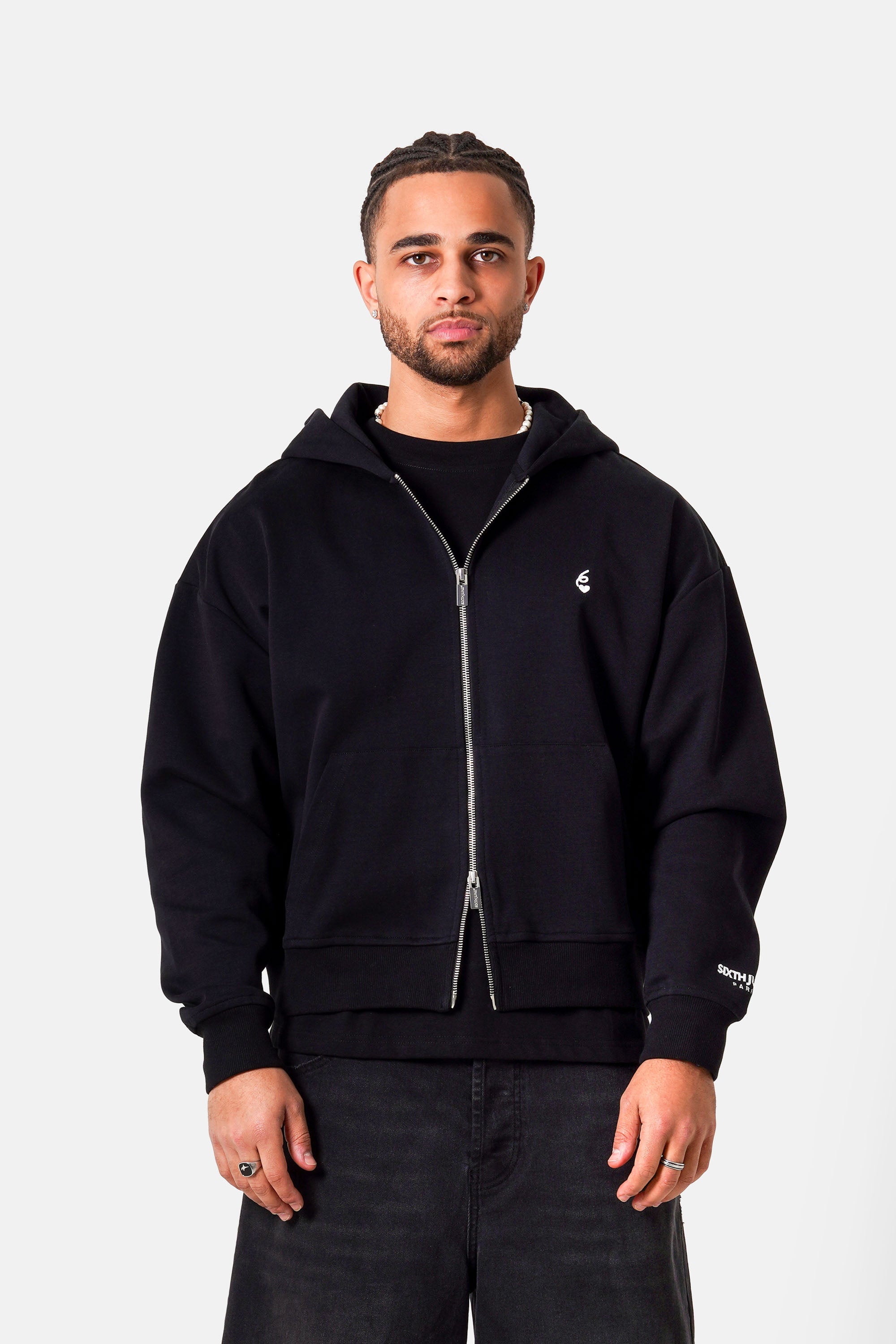 HEART embroidery zip up hoodie