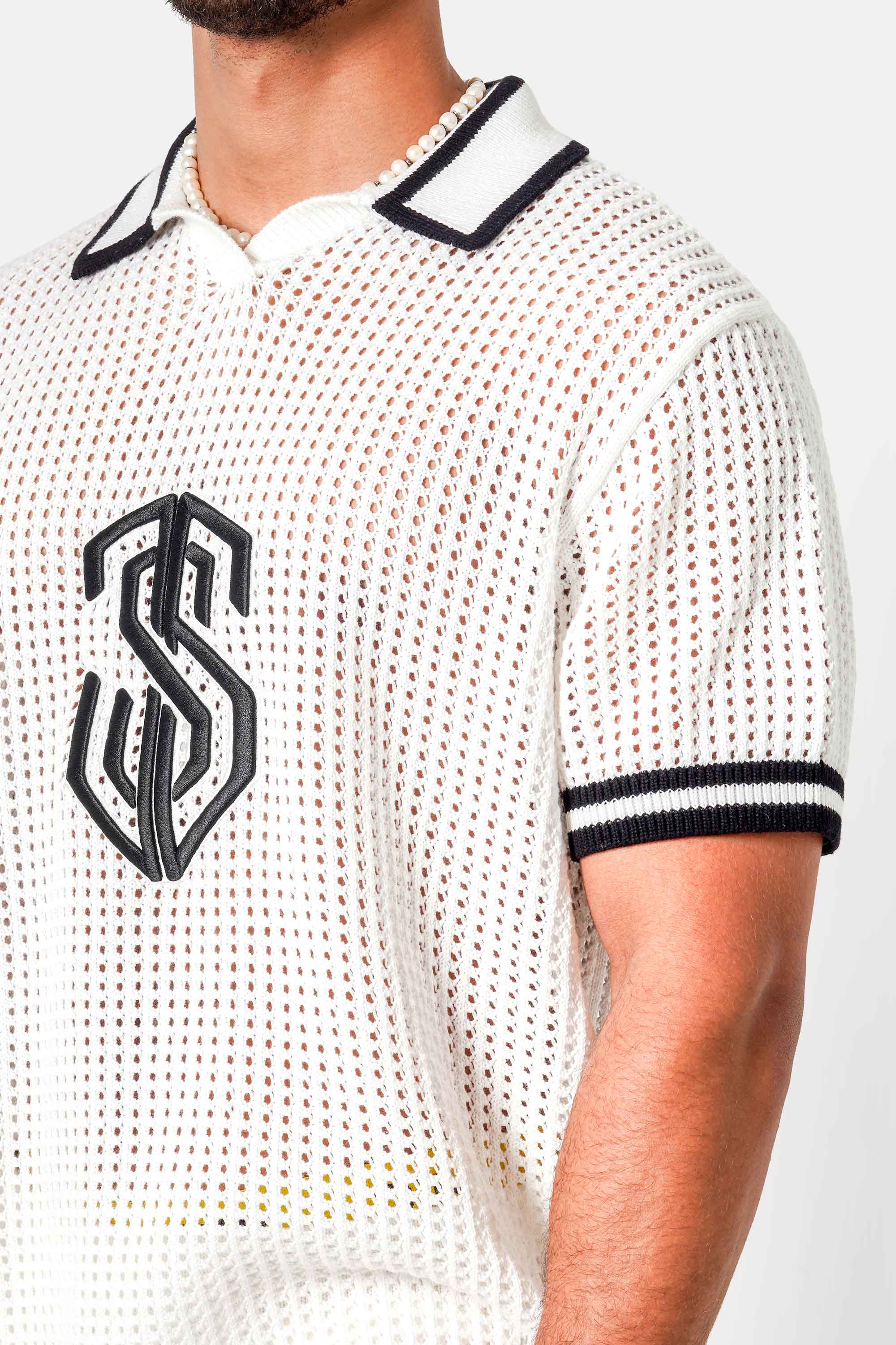 KNITTED embroidery polo