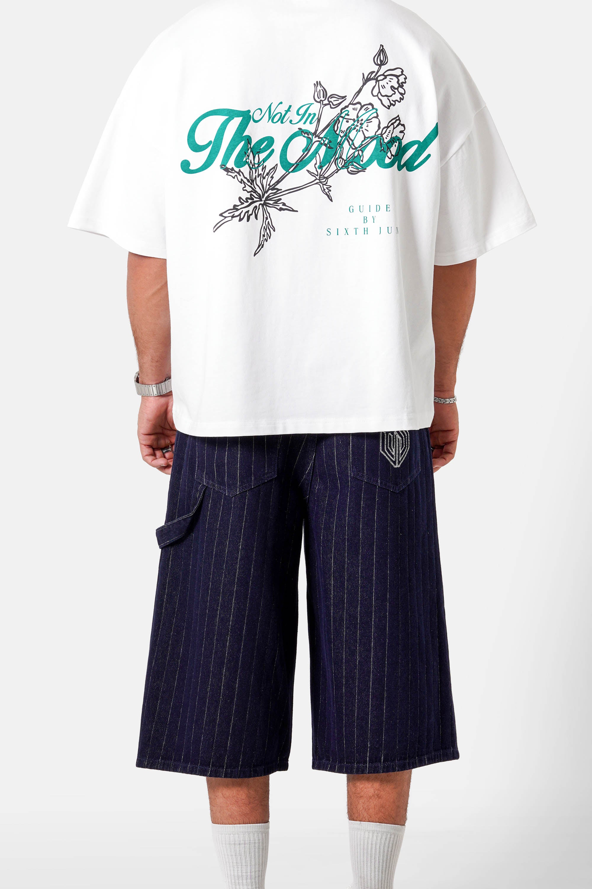 STRIPES baggy denim short