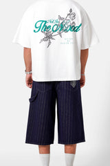 STRIPES baggy denim short