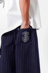STRIPES baggy denim short