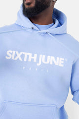 Sweatshirt capuche molletonné logo Bleu clair