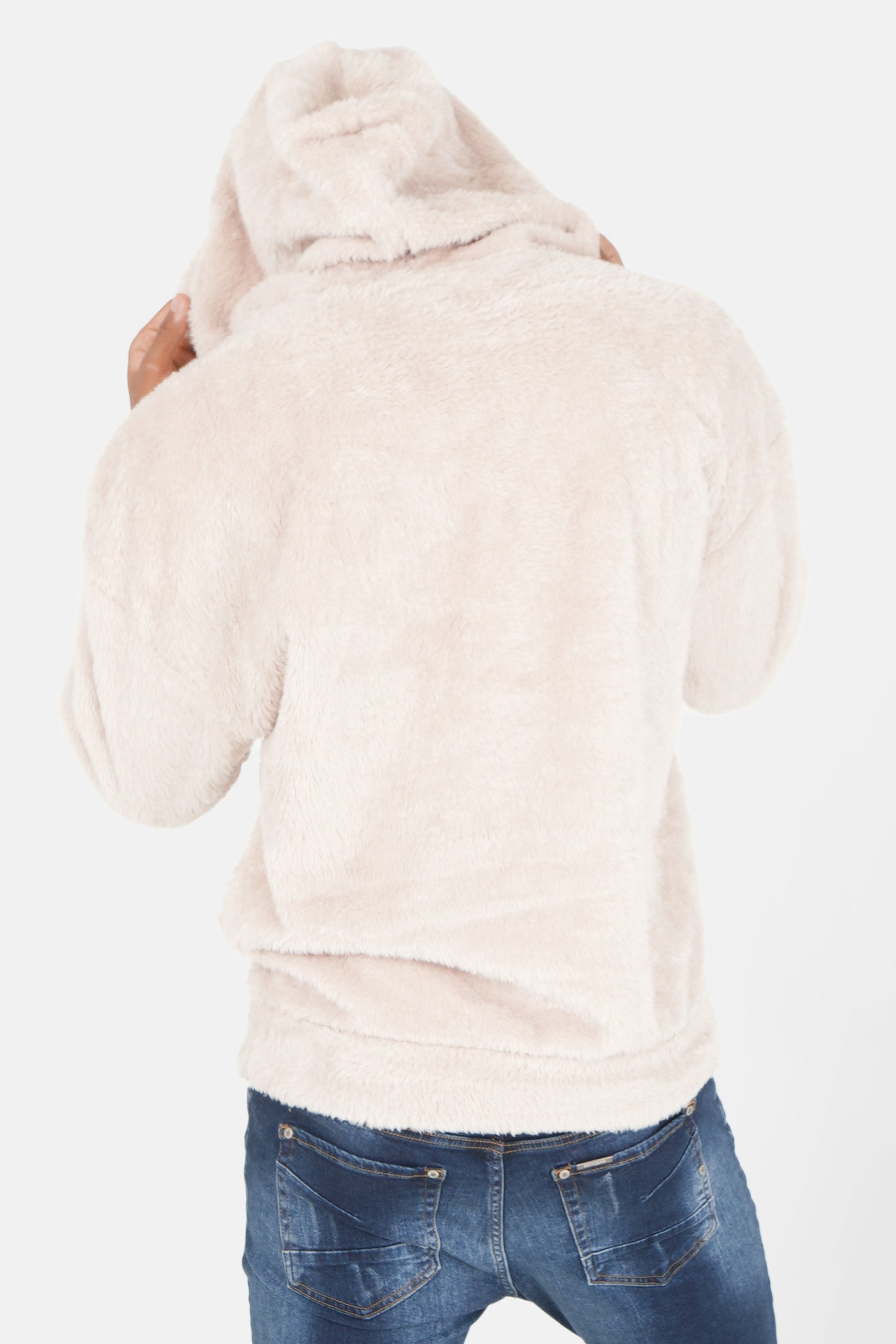 Sweat oversize capuche duveteux Beige