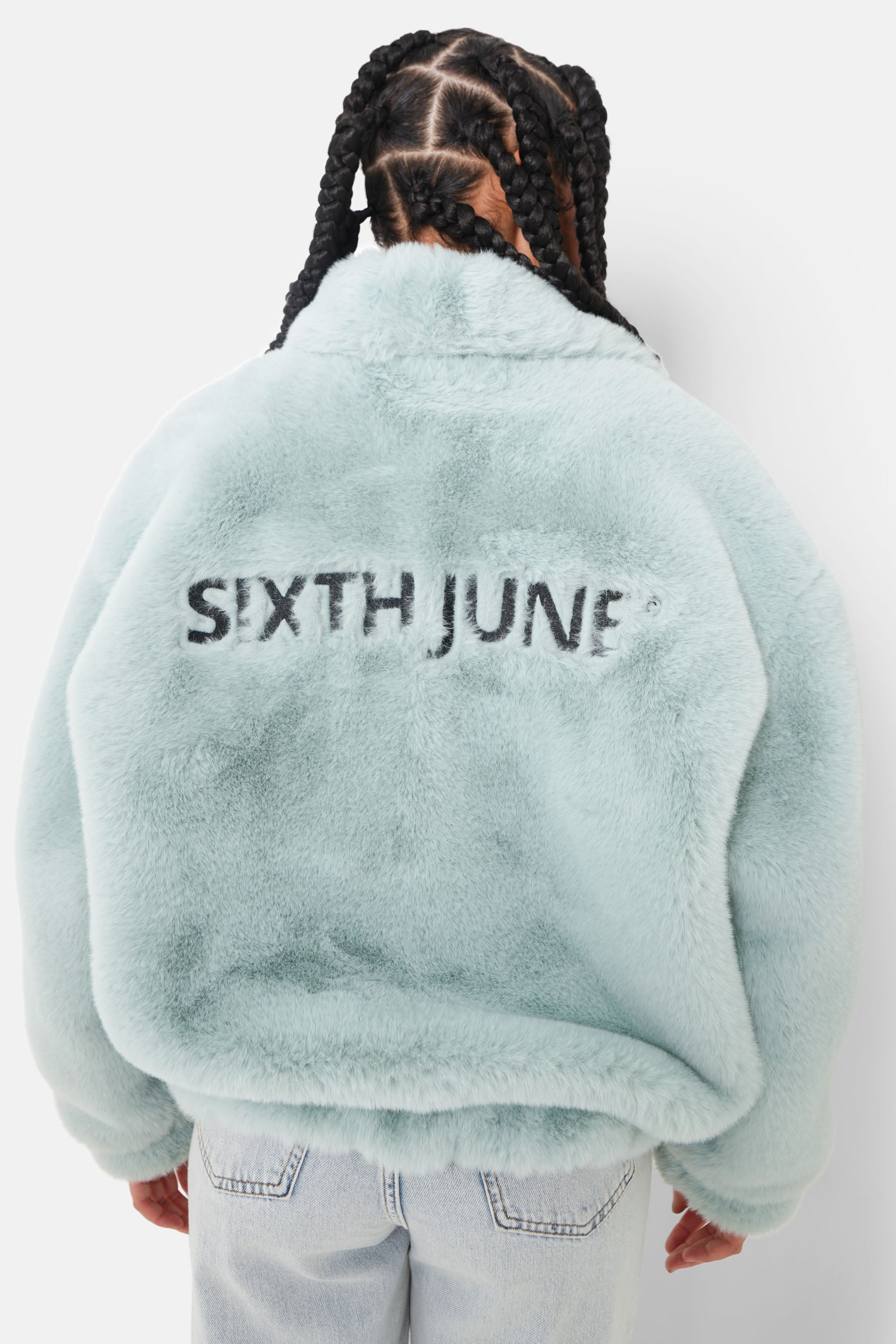 Veste oversize fourrure vert pastel