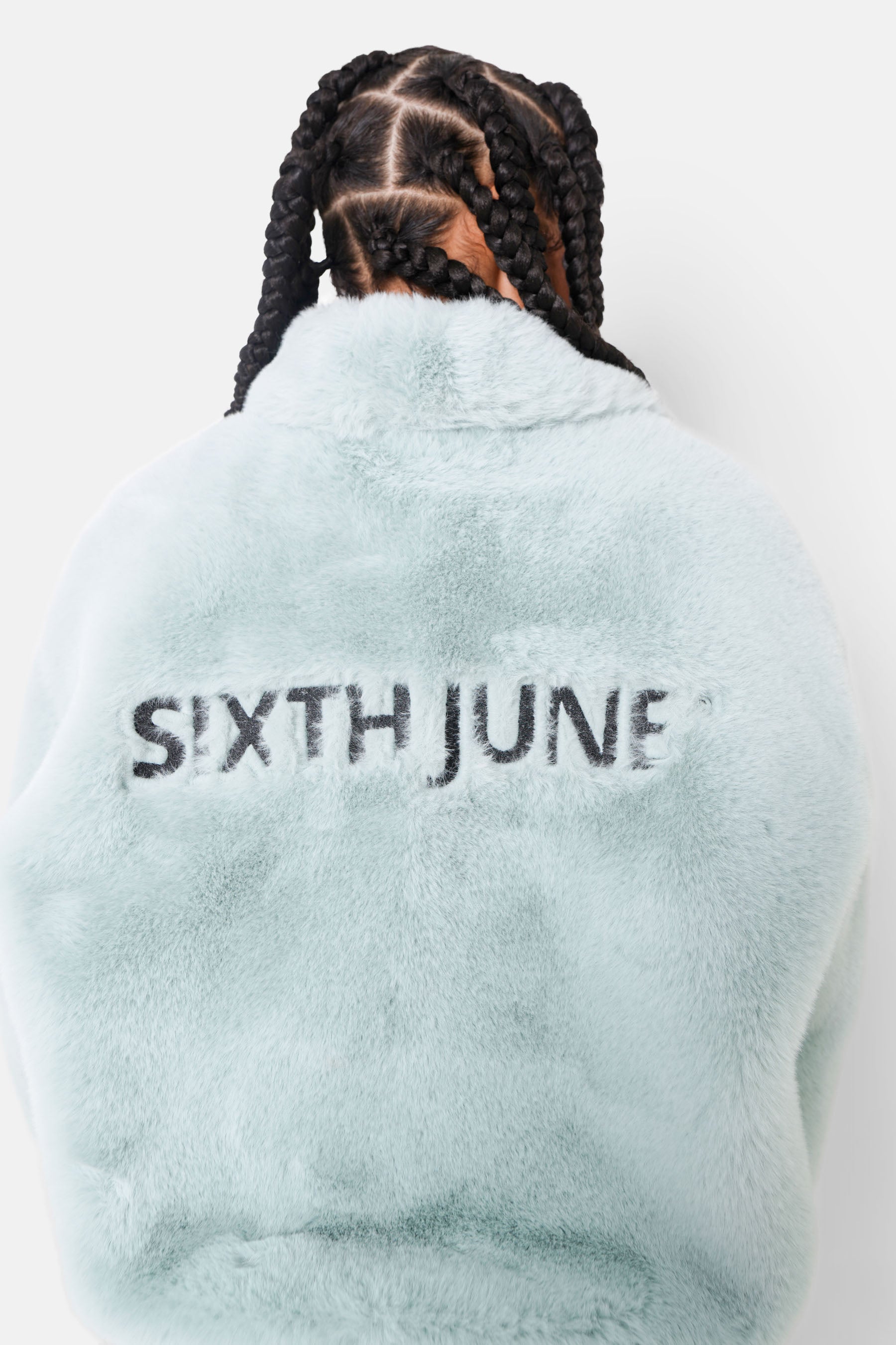 Veste oversize fourrure vert pastel