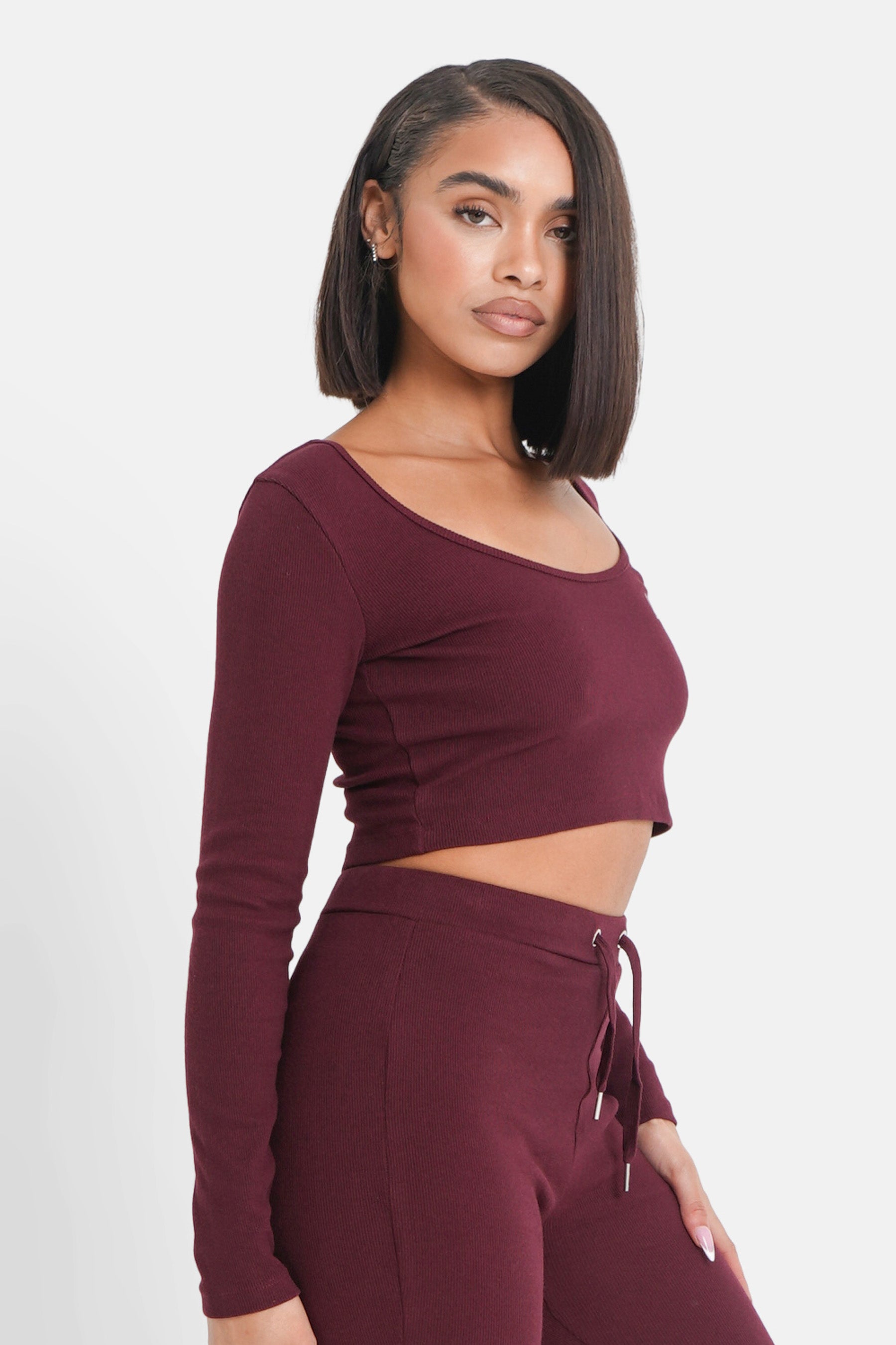 Signature ribbed top burgundy
