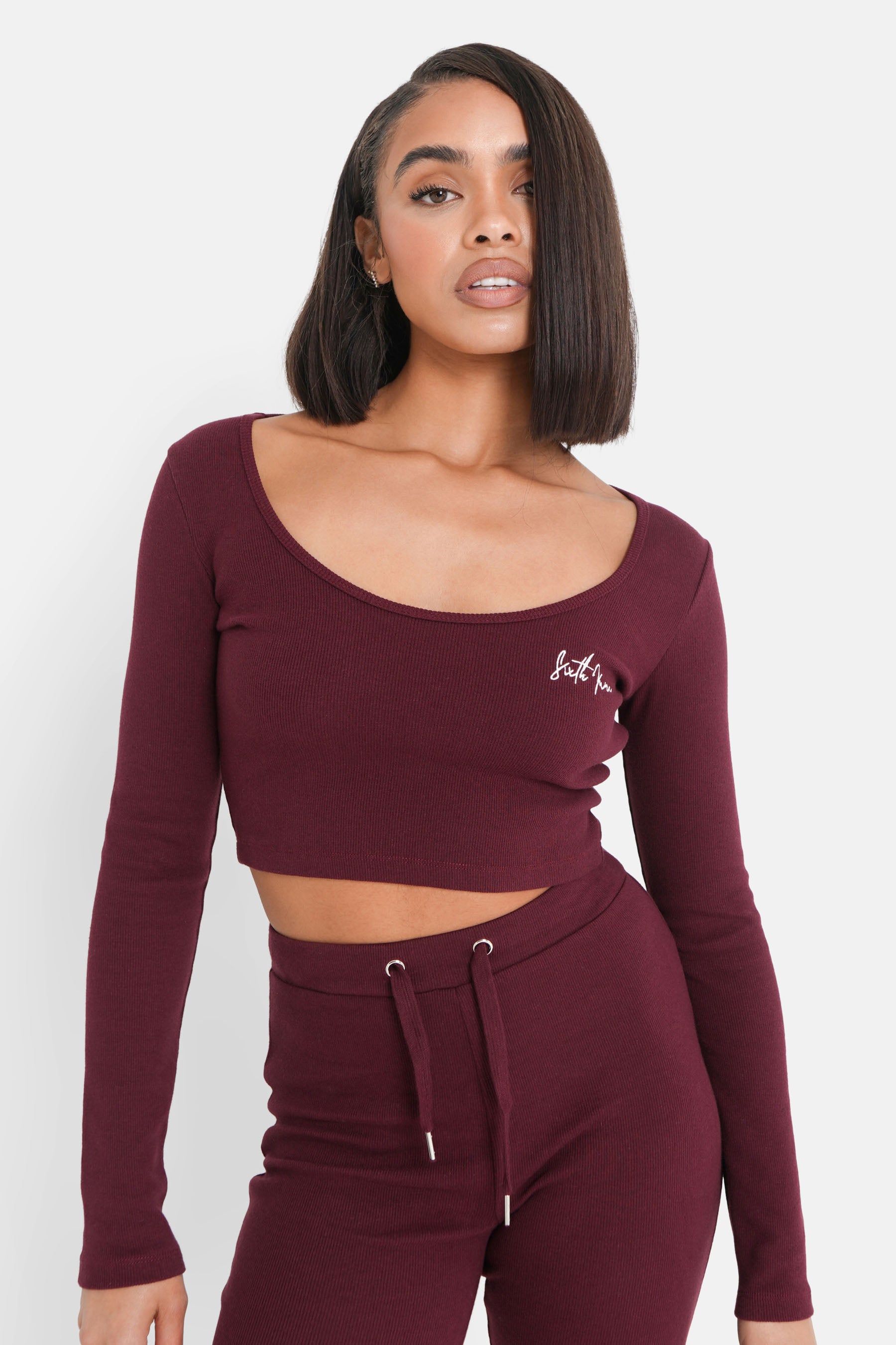 Signature ribbed top burgundy