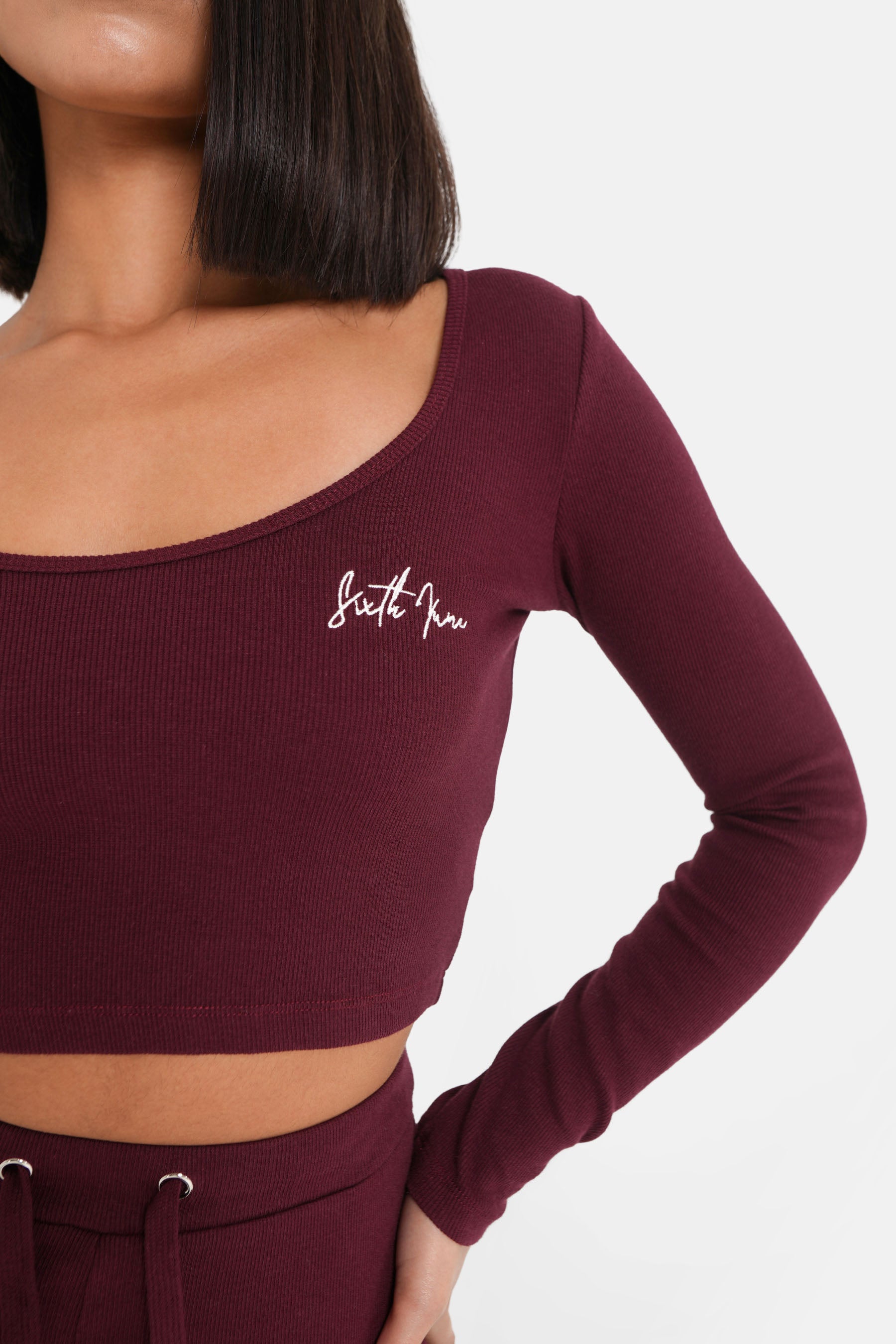 Signature ribbed top burgundy