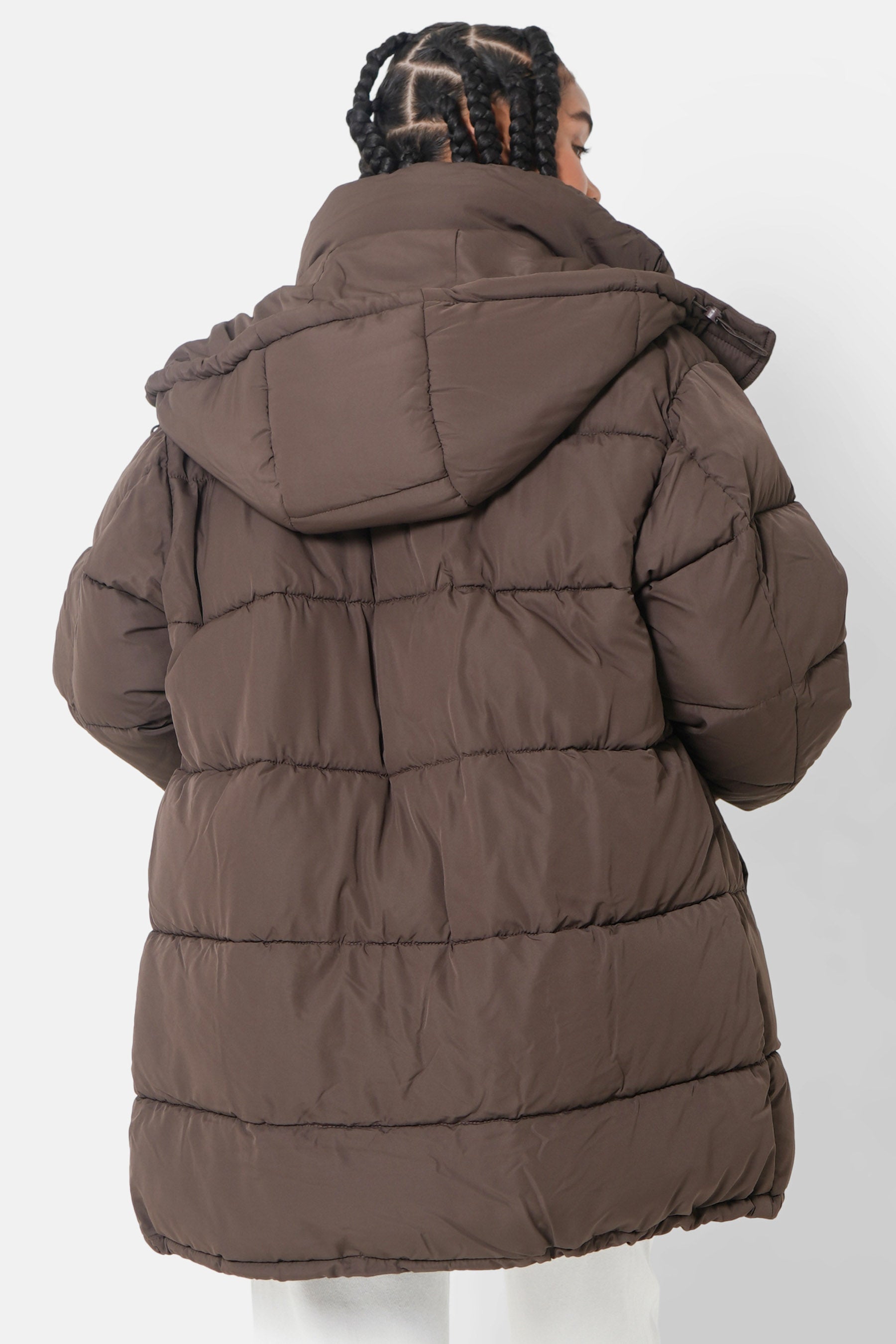 Doudoune longue oversize Marron