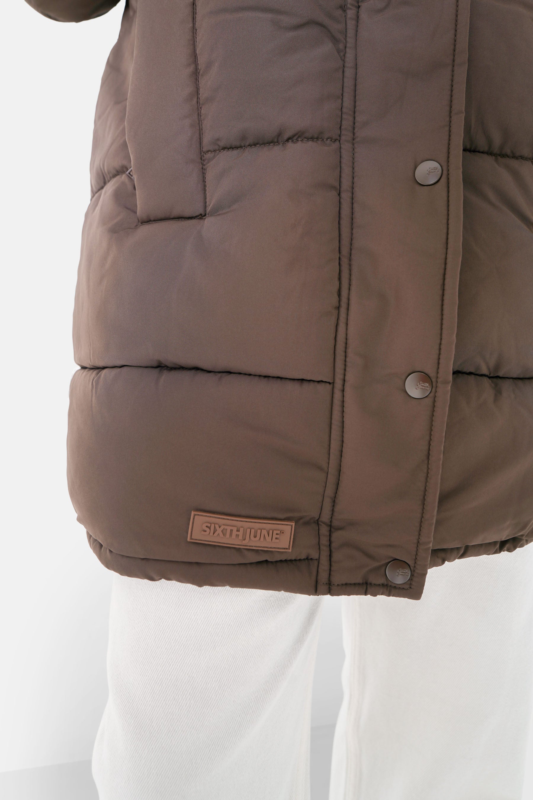 Doudoune longue oversize Marron