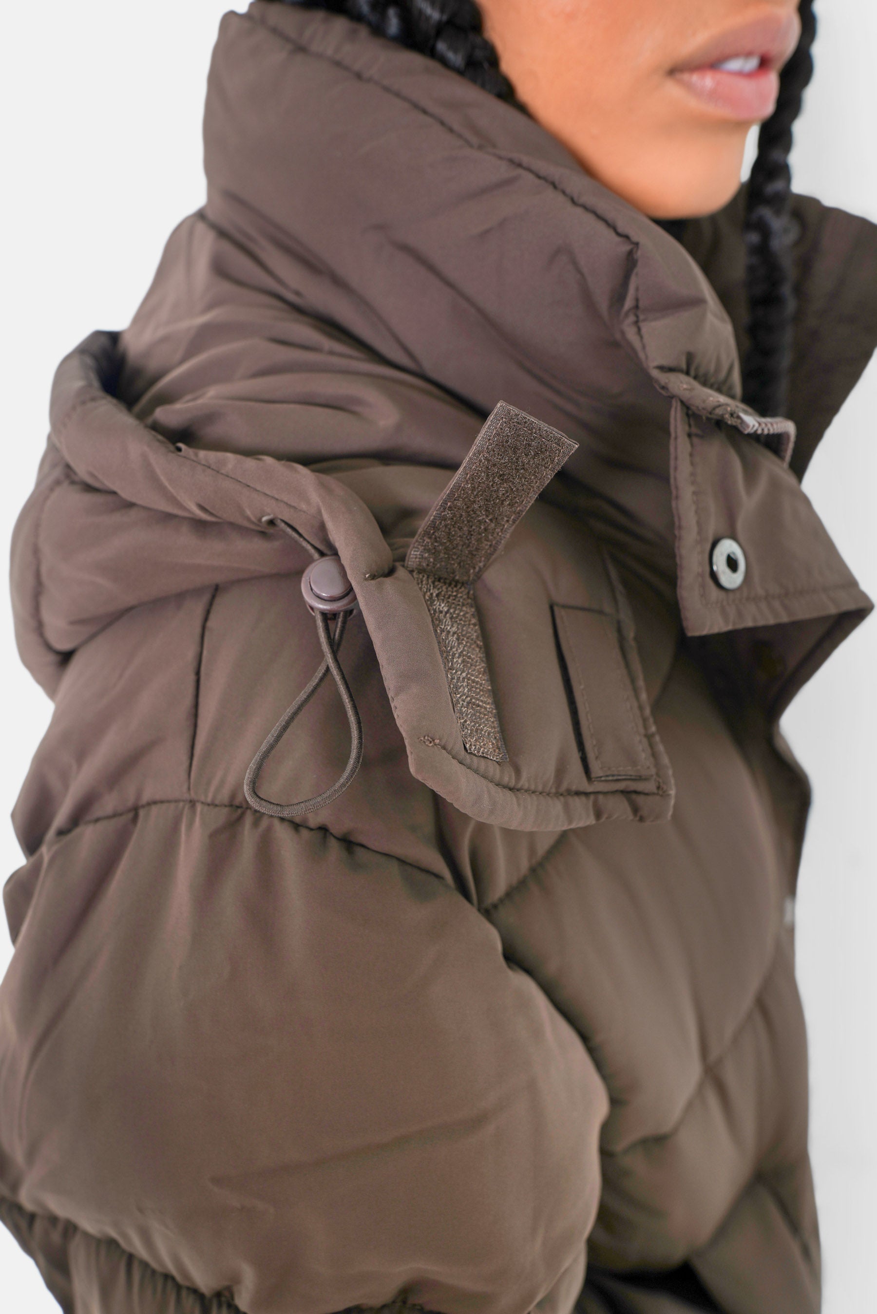 Doudoune longue oversize Marron