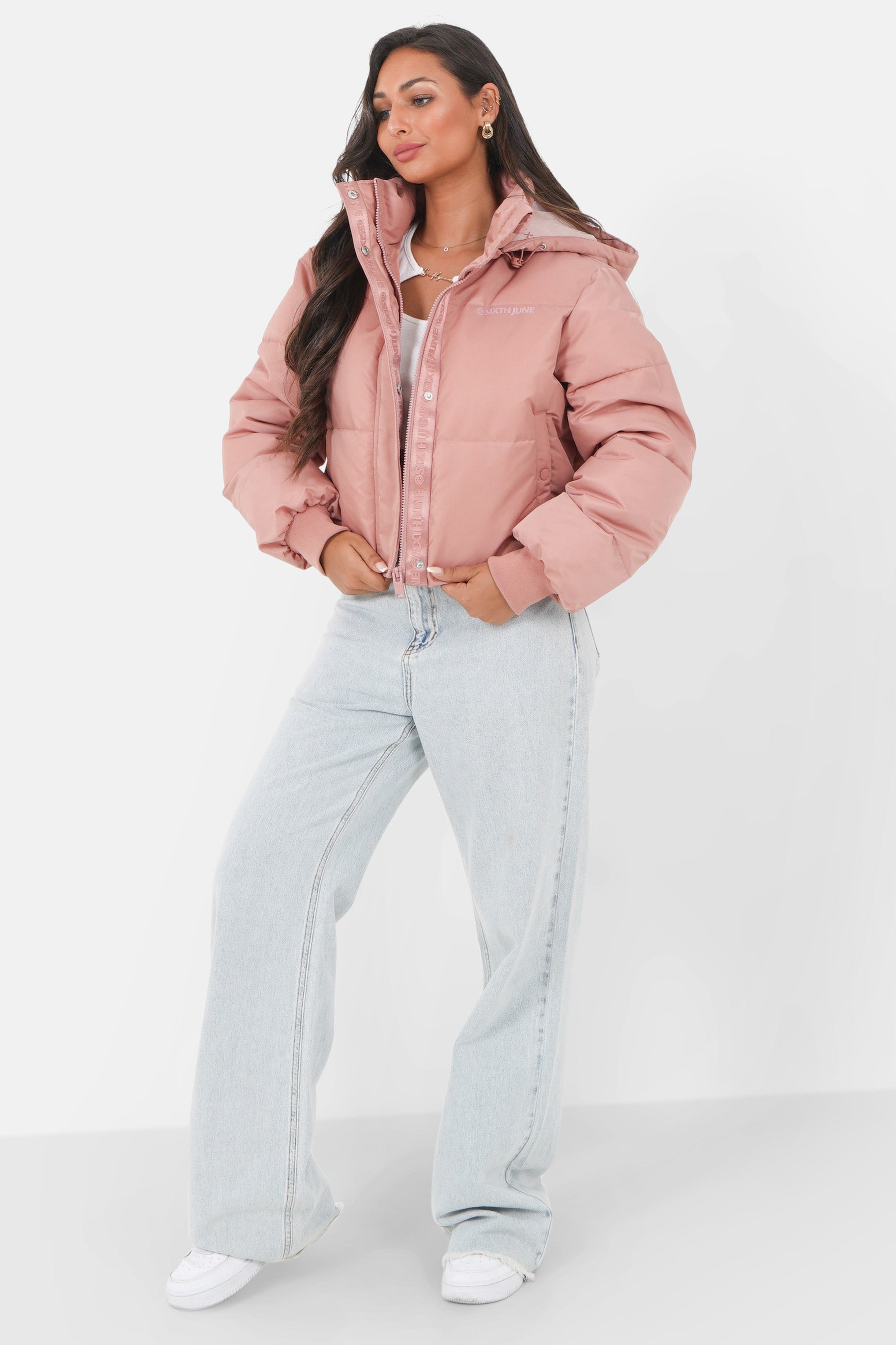 Nylon short thick puffer Pink