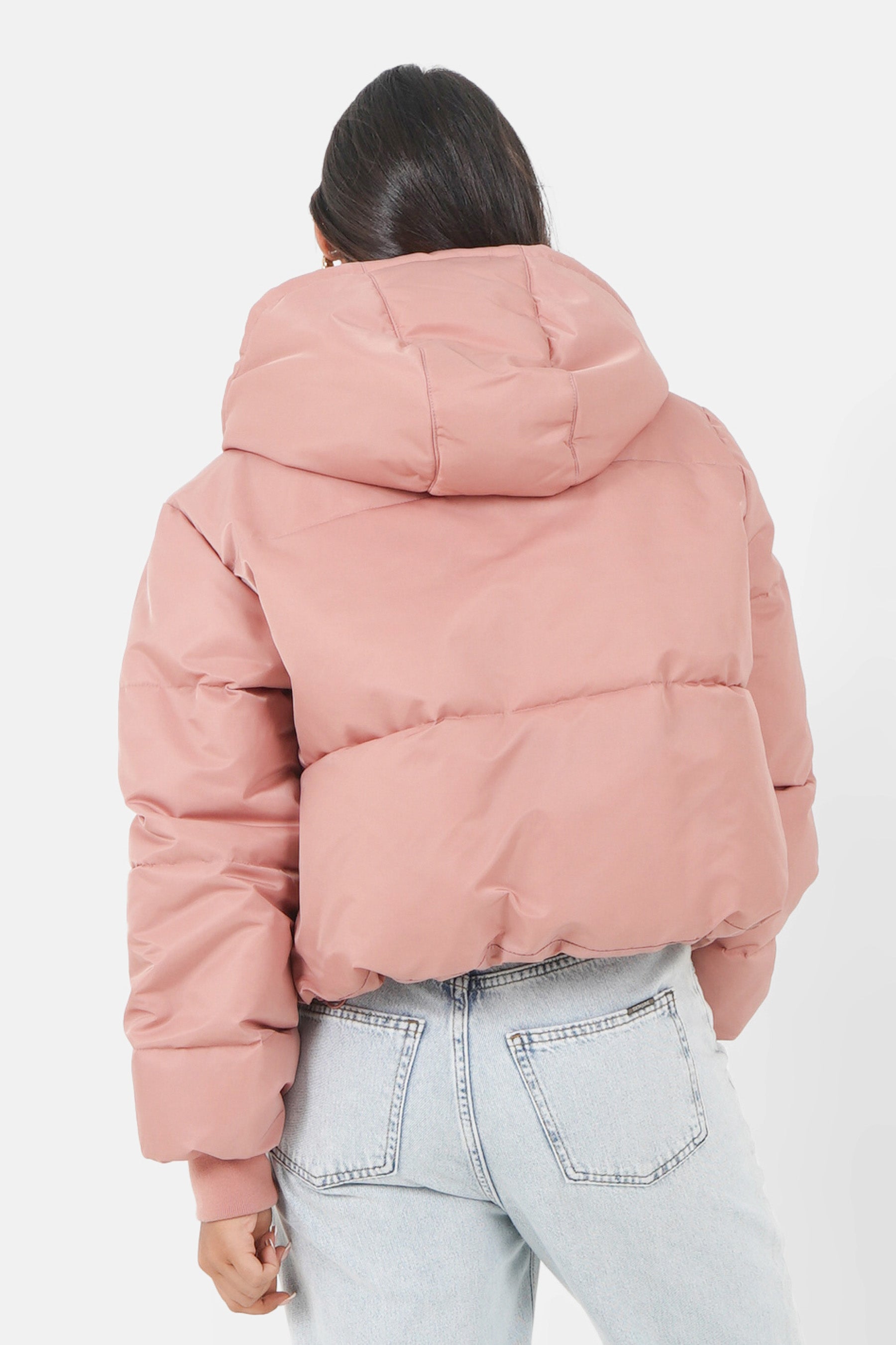 Nylon short thick puffer Pink