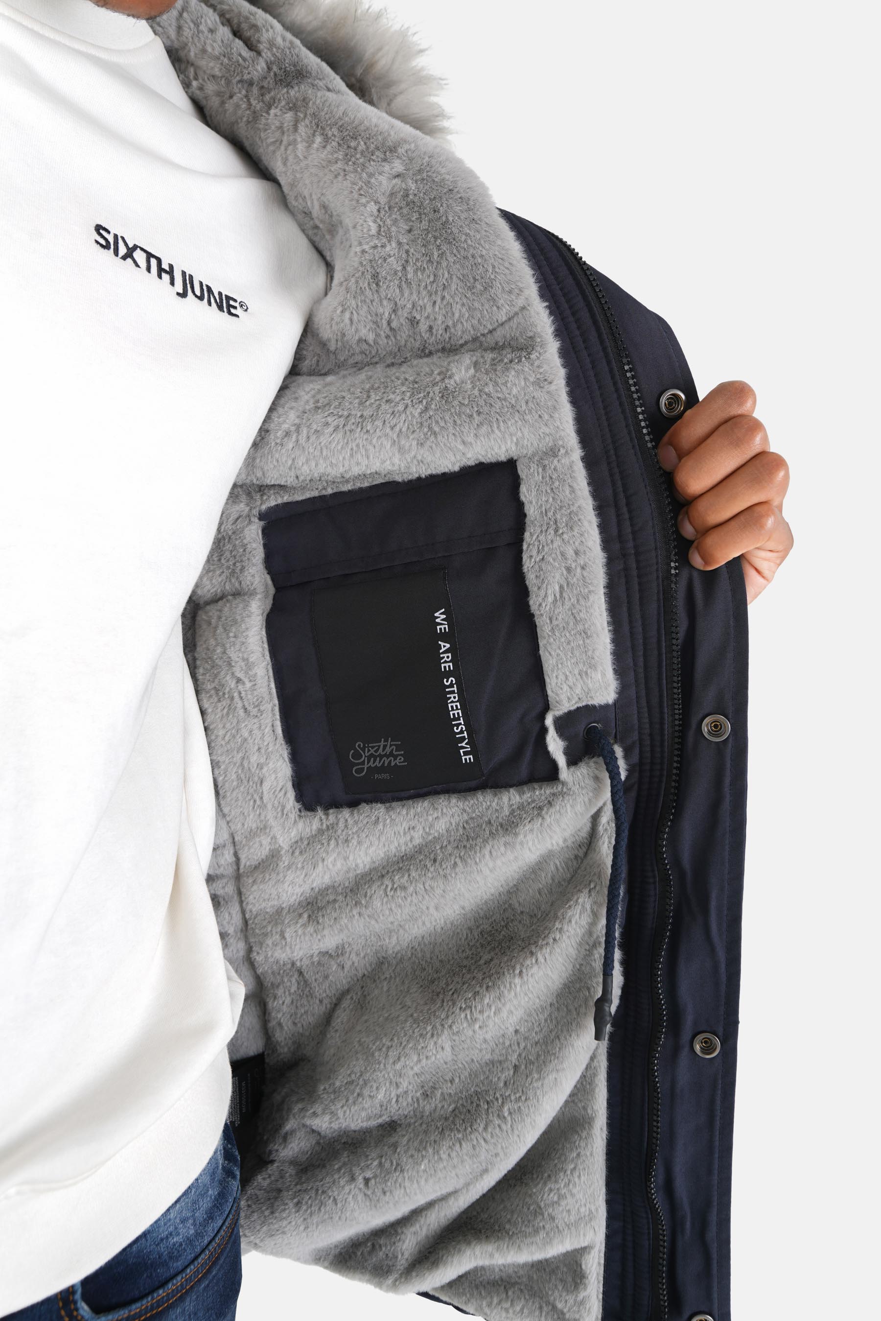 Gefütterter wasserabweisender Parka Dunkelblau