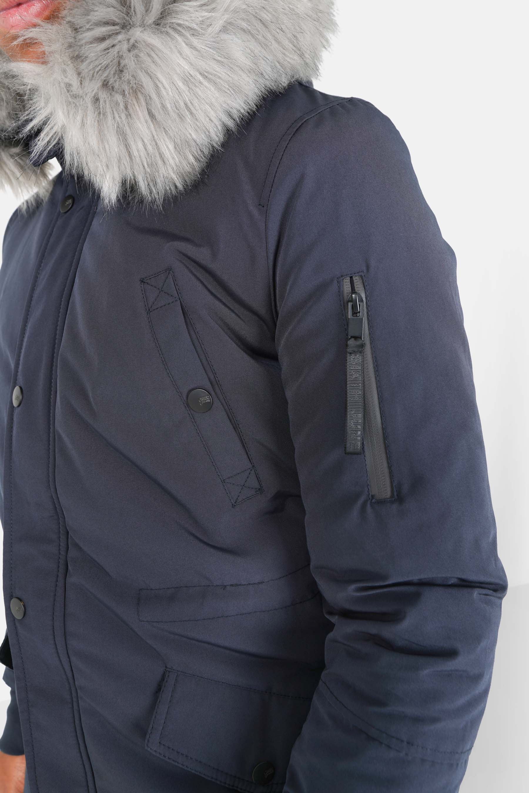 Gefütterter wasserabweisender Parka Dunkelblau