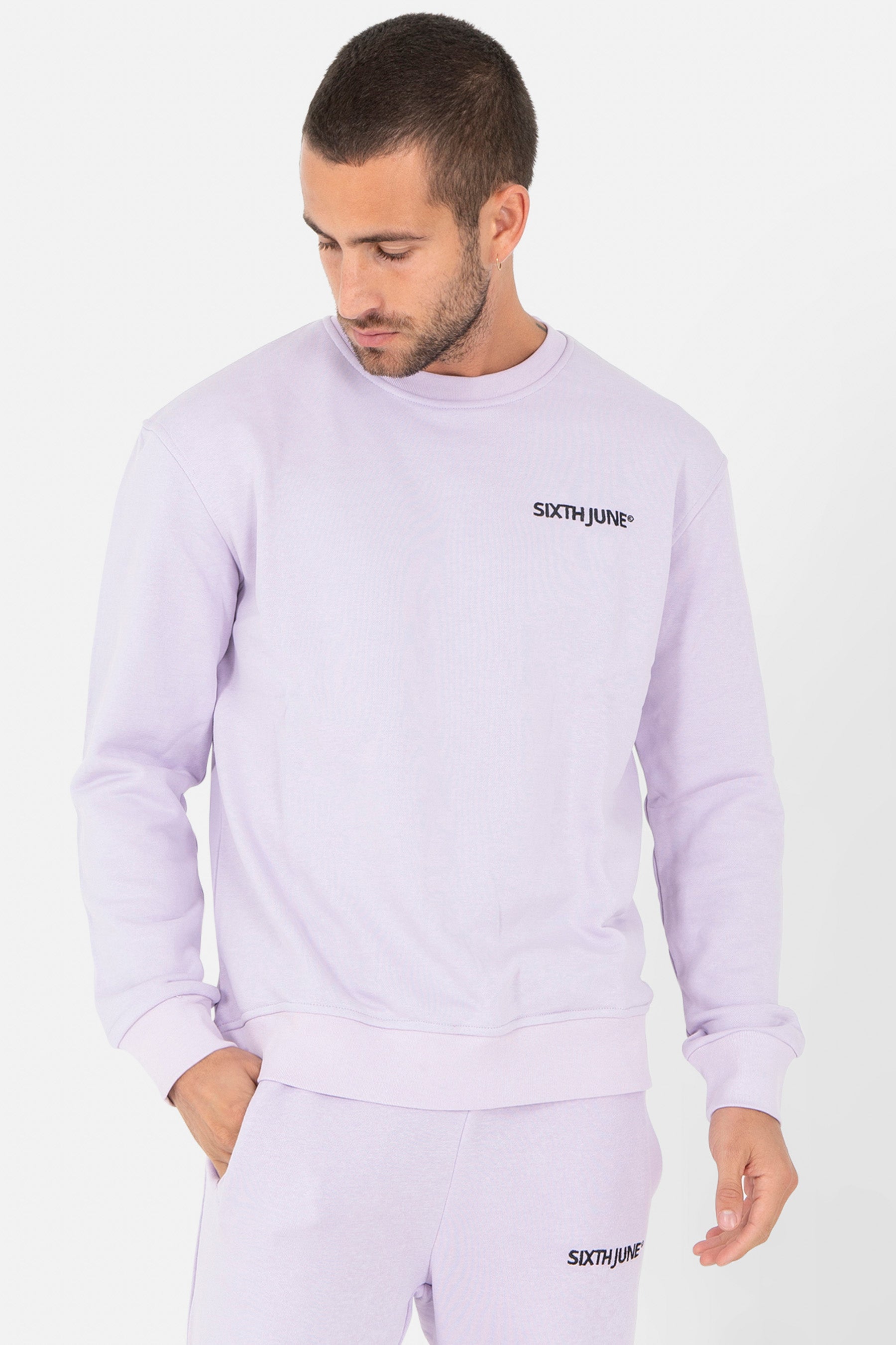 Soft embroidered logo crewneck Light purple