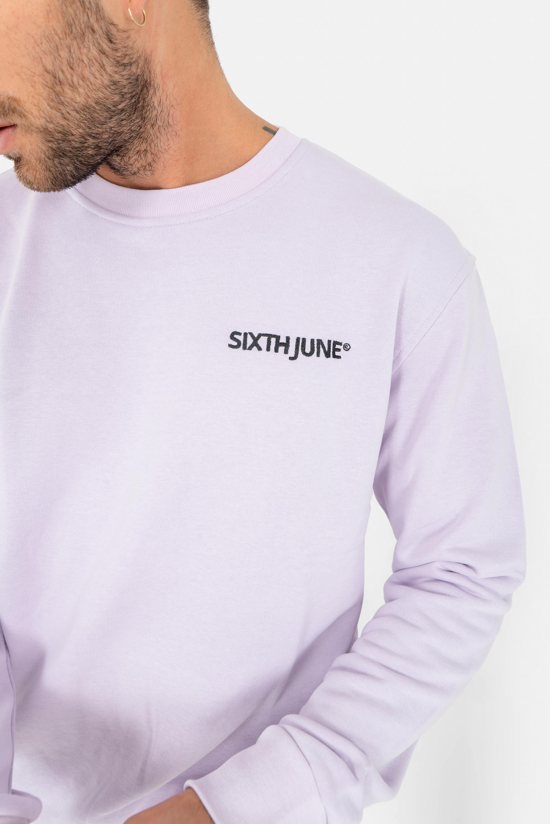 Soft embroidered logo crewneck Light purple