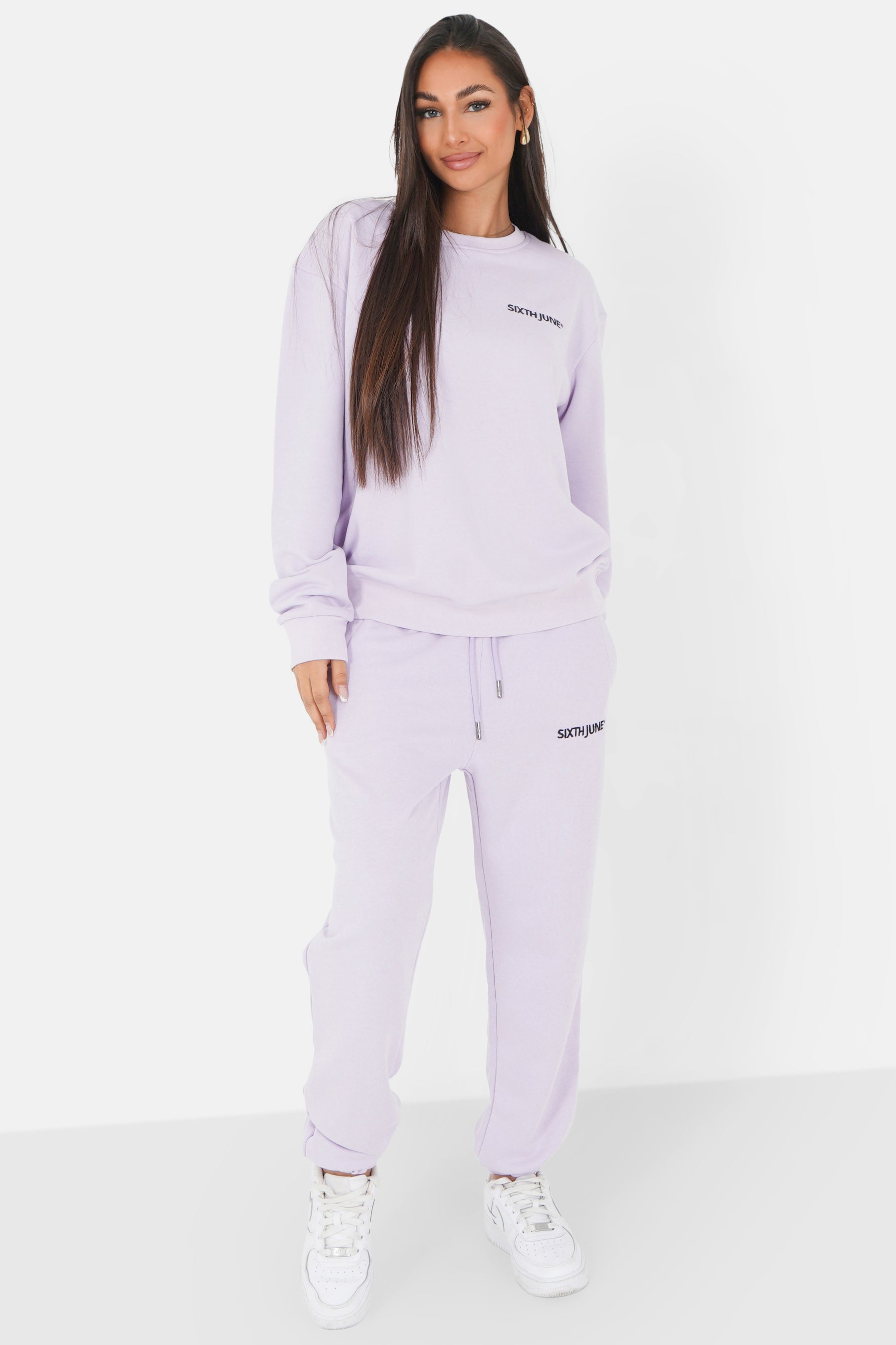 Soft embroidered logo crewneck Light purple