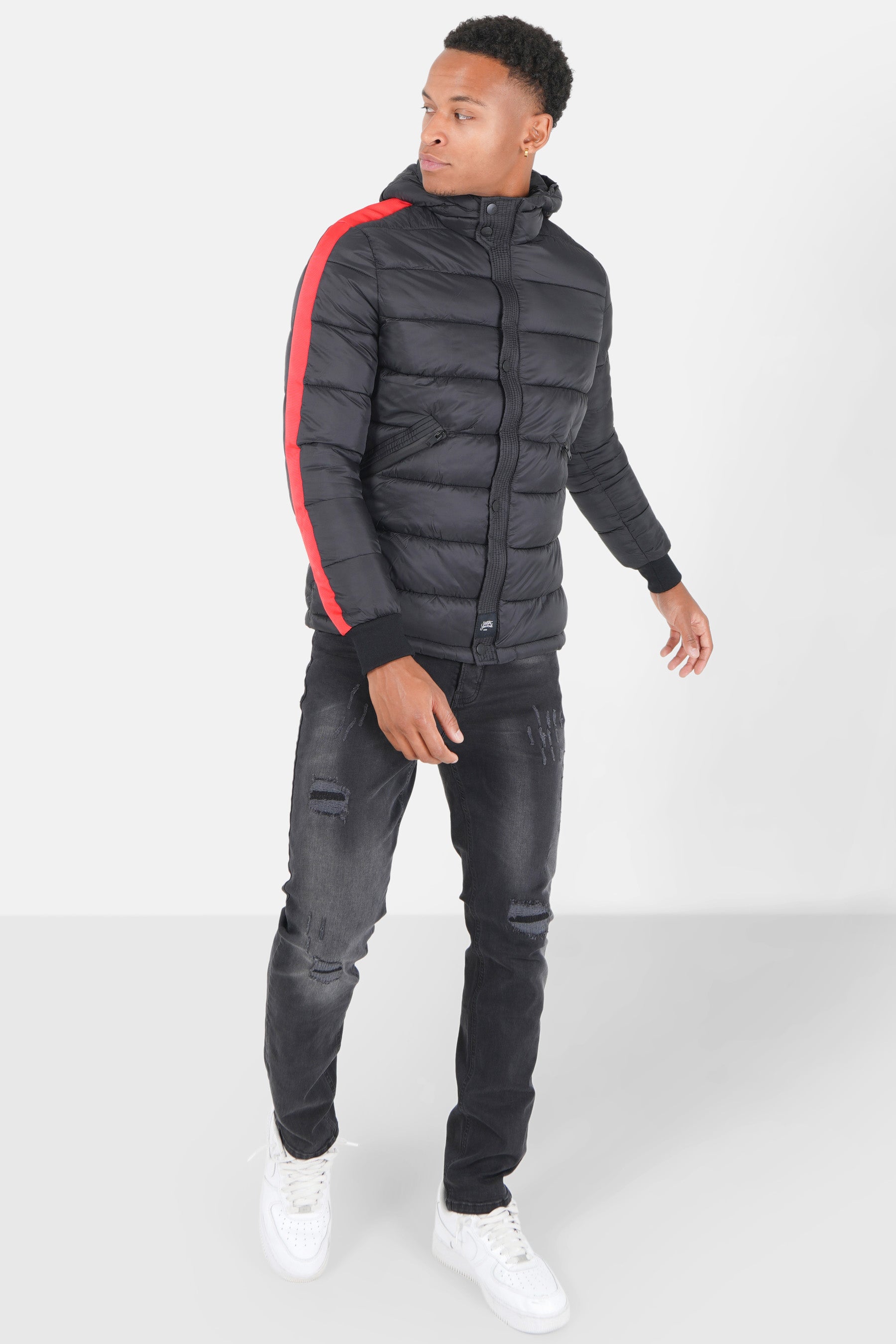 Hooded Striped Puffer Jacket