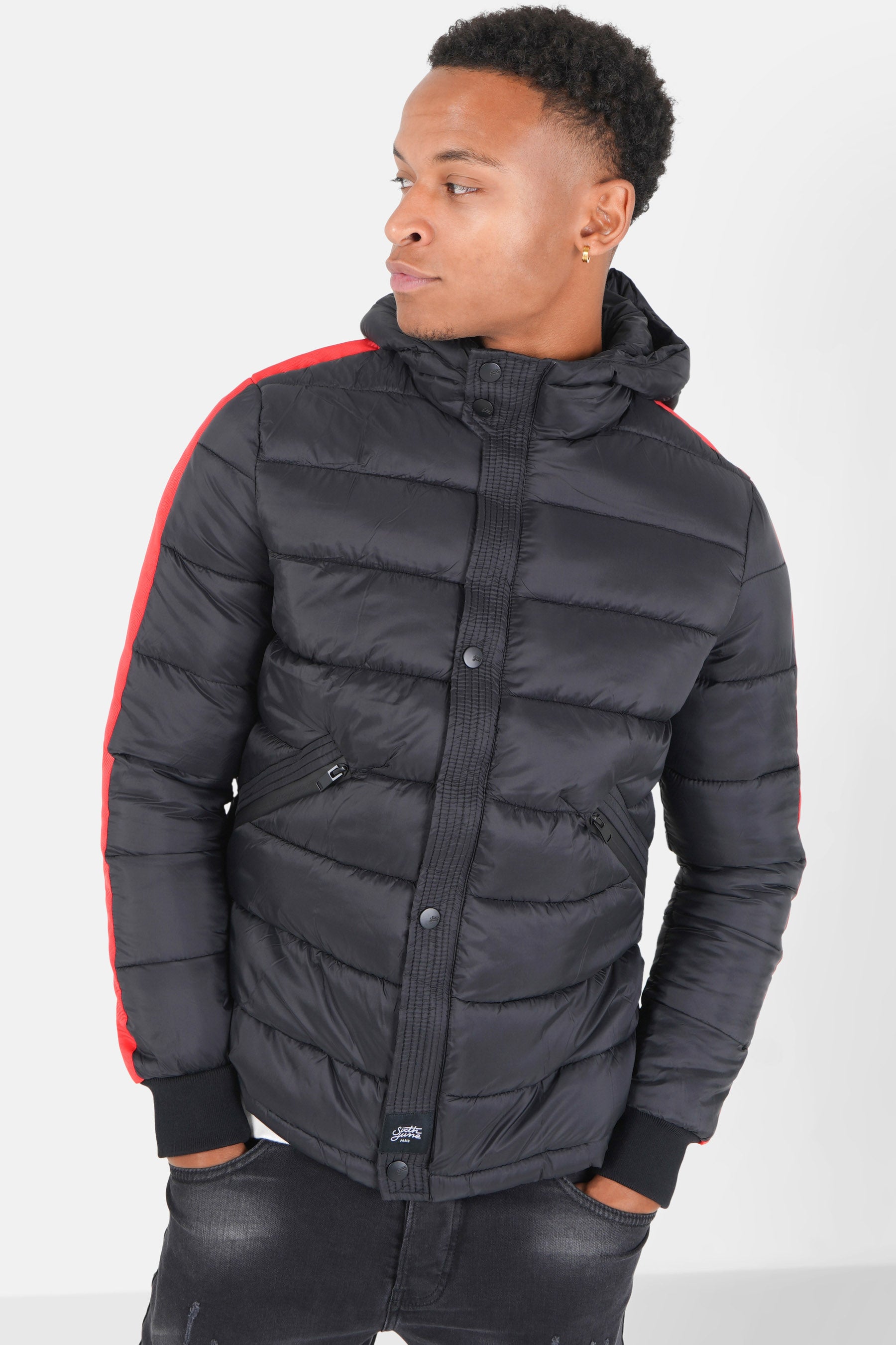 Hooded Striped Puffer Jacket