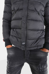 Hooded Striped Puffer Jacket