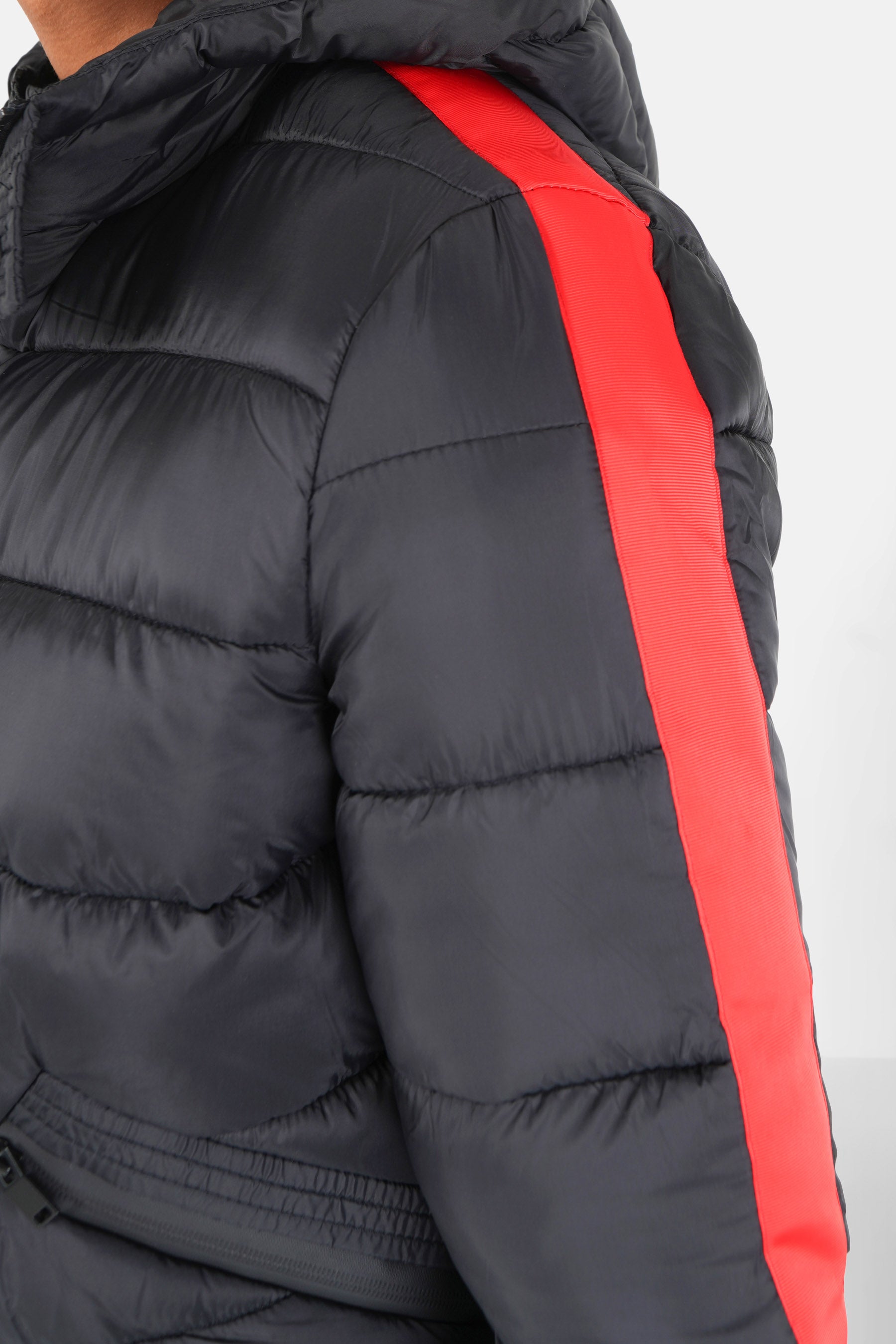 Hooded Striped Puffer Jacket