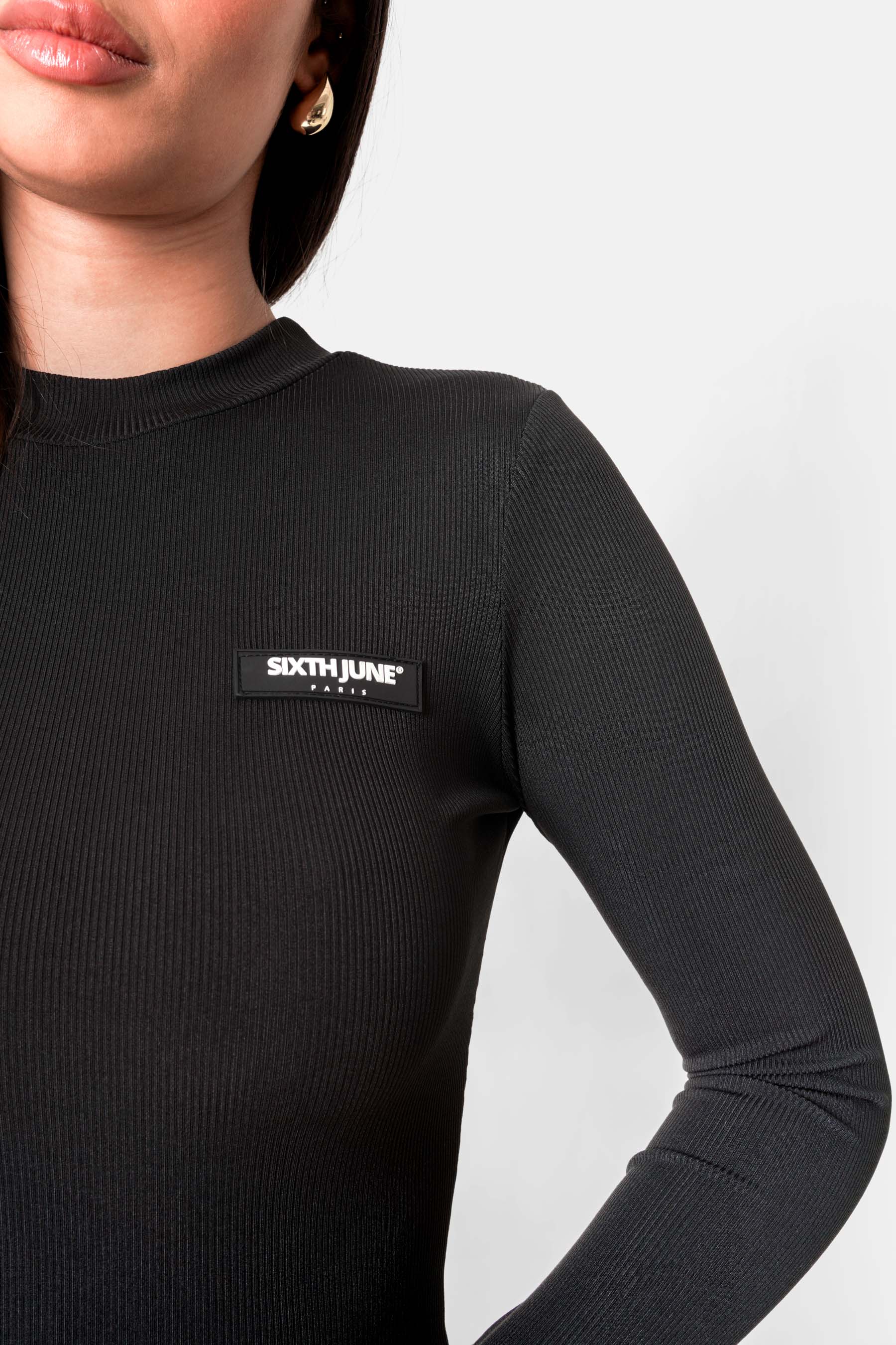 EMBROIDERED logo midi l/s dress