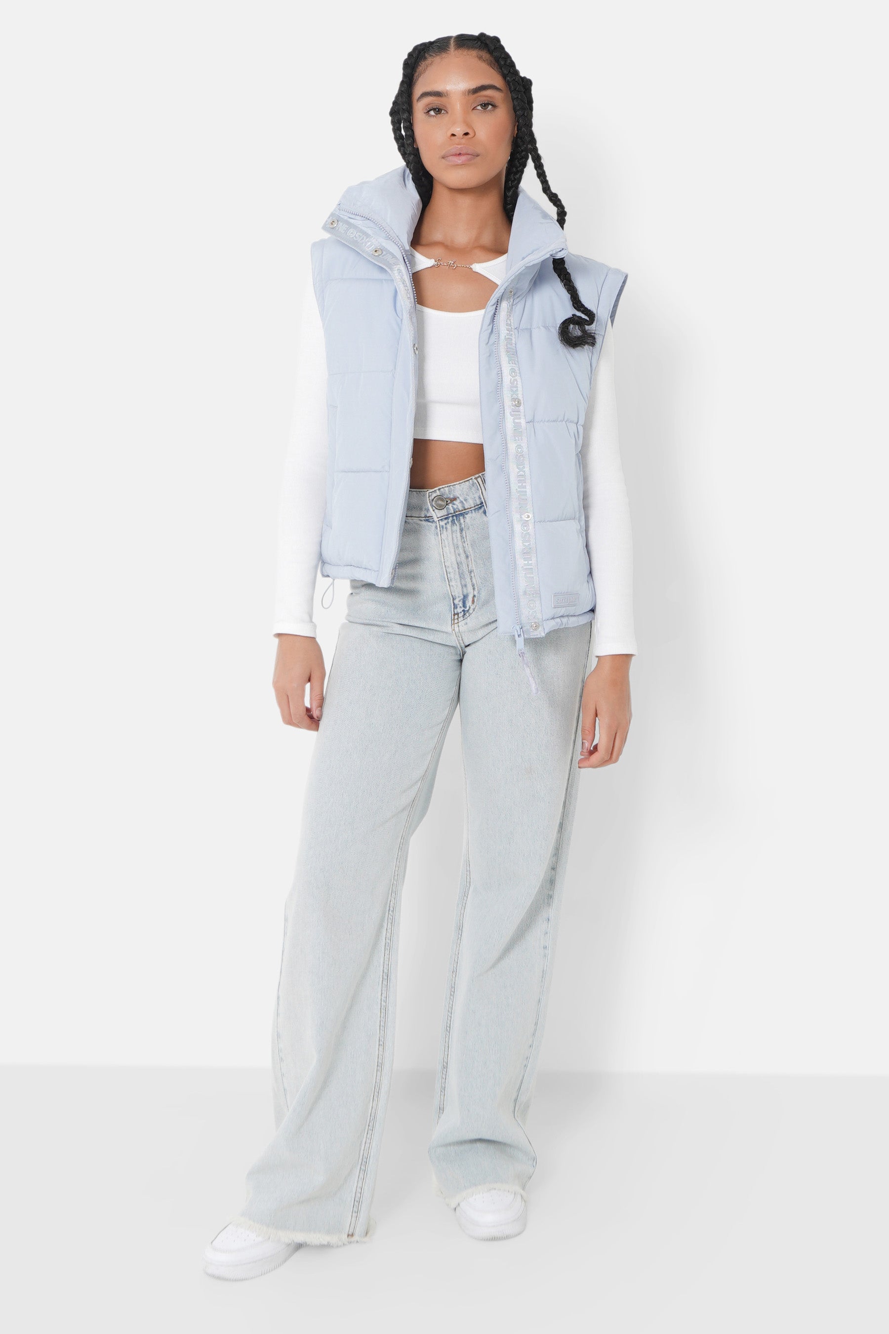 Doudoune courte manches amovibles Bleu