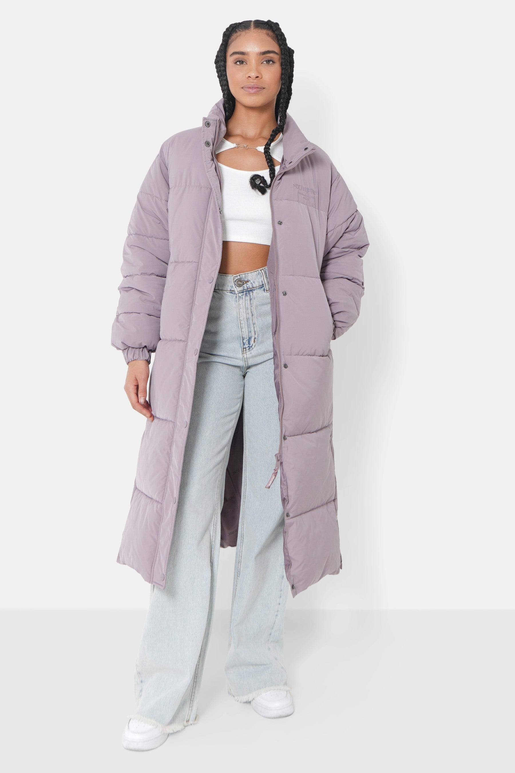 Oversized very long puffer Purple