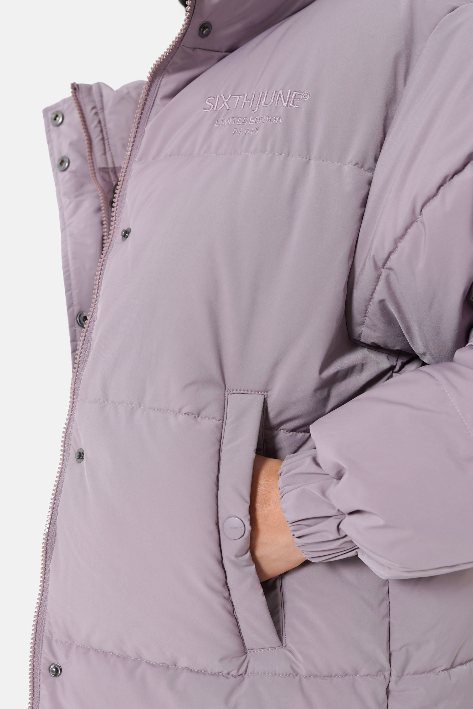 Oversized very long puffer Purple