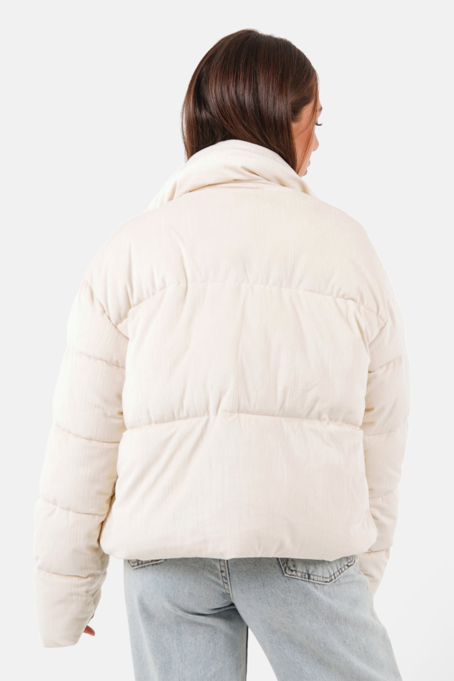 Velvet short down jacket White