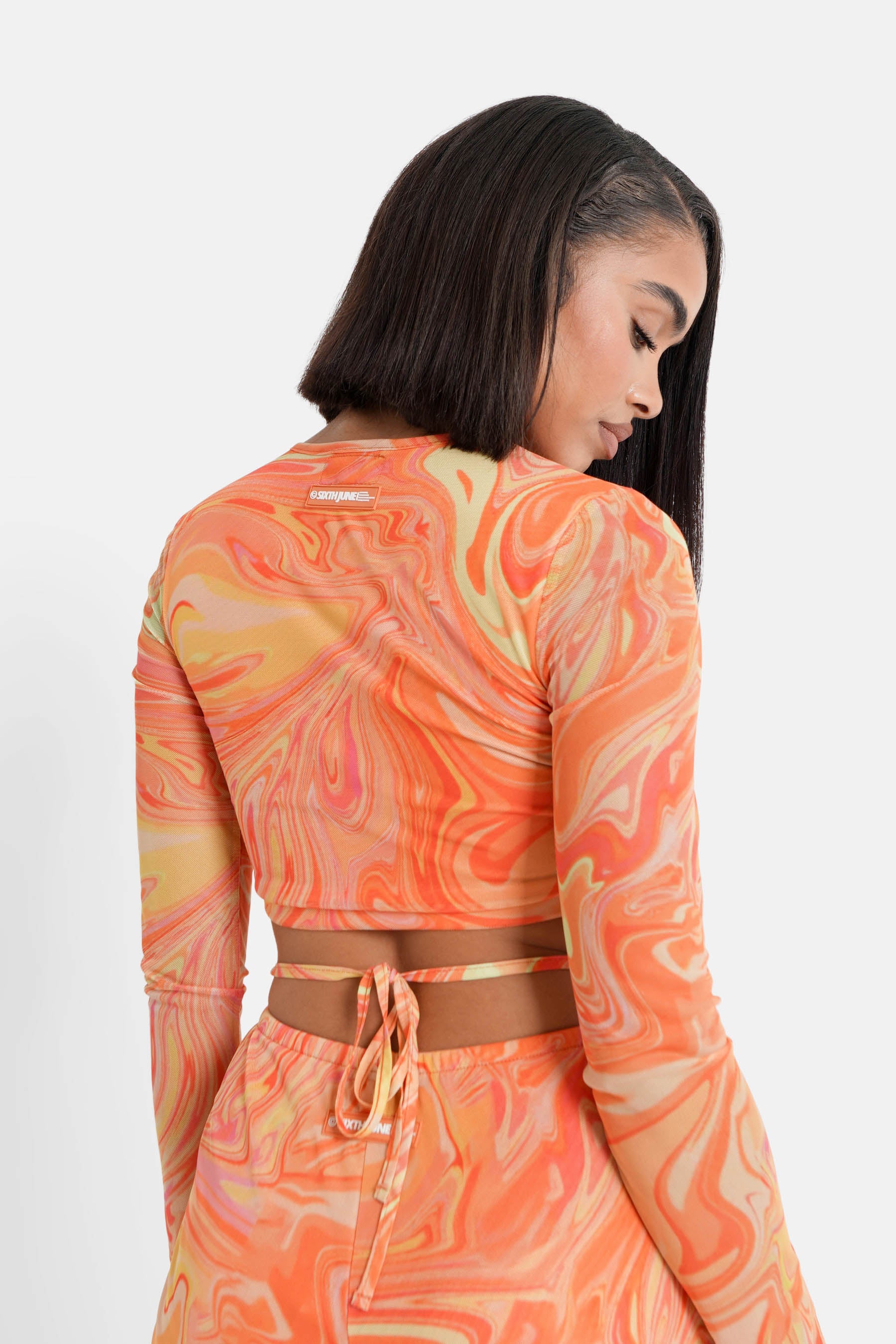 Top court mesh encre Orange