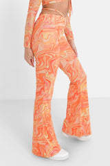 Pantalon mesh flare encre Orange