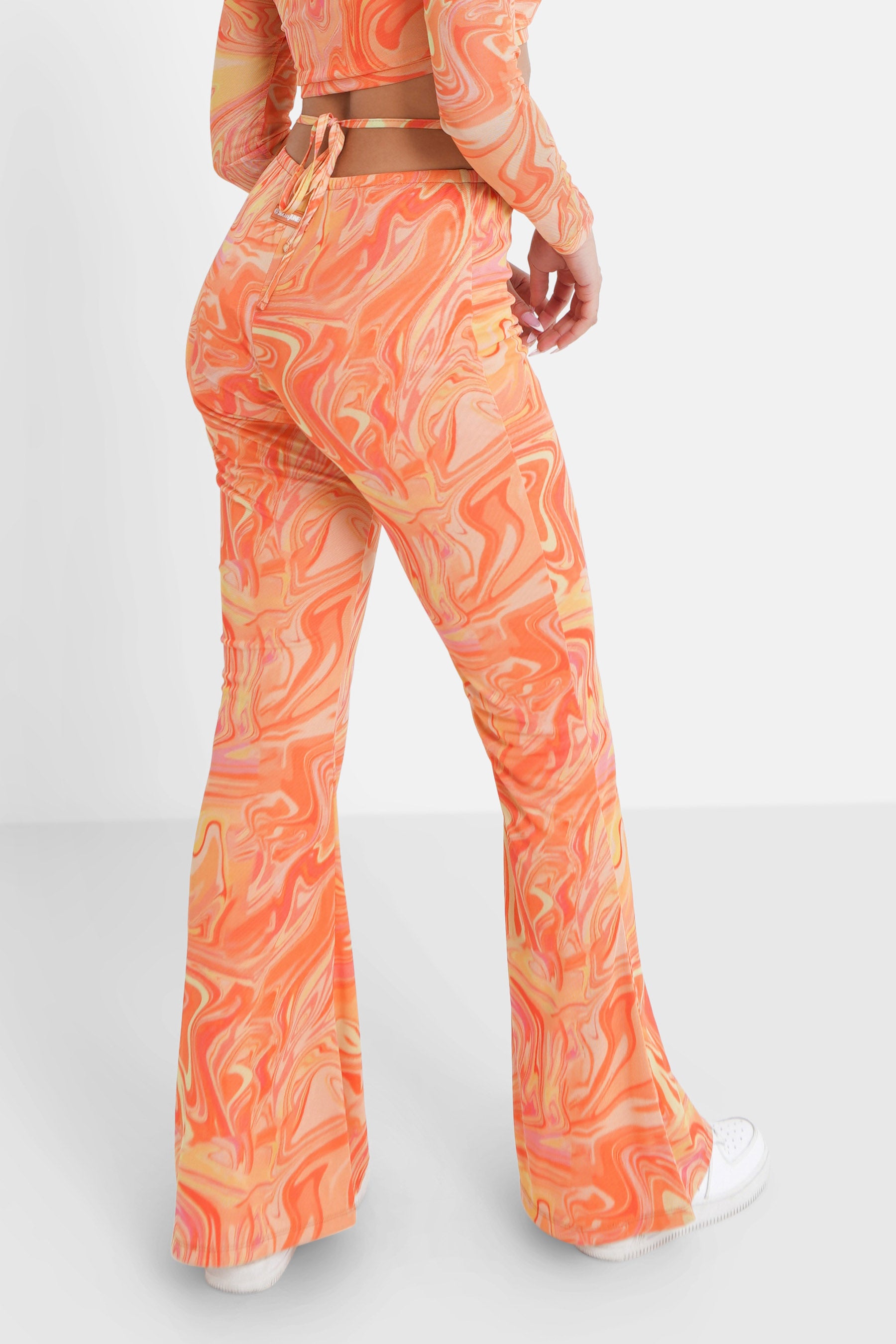Pantalon mesh flare encre Orange