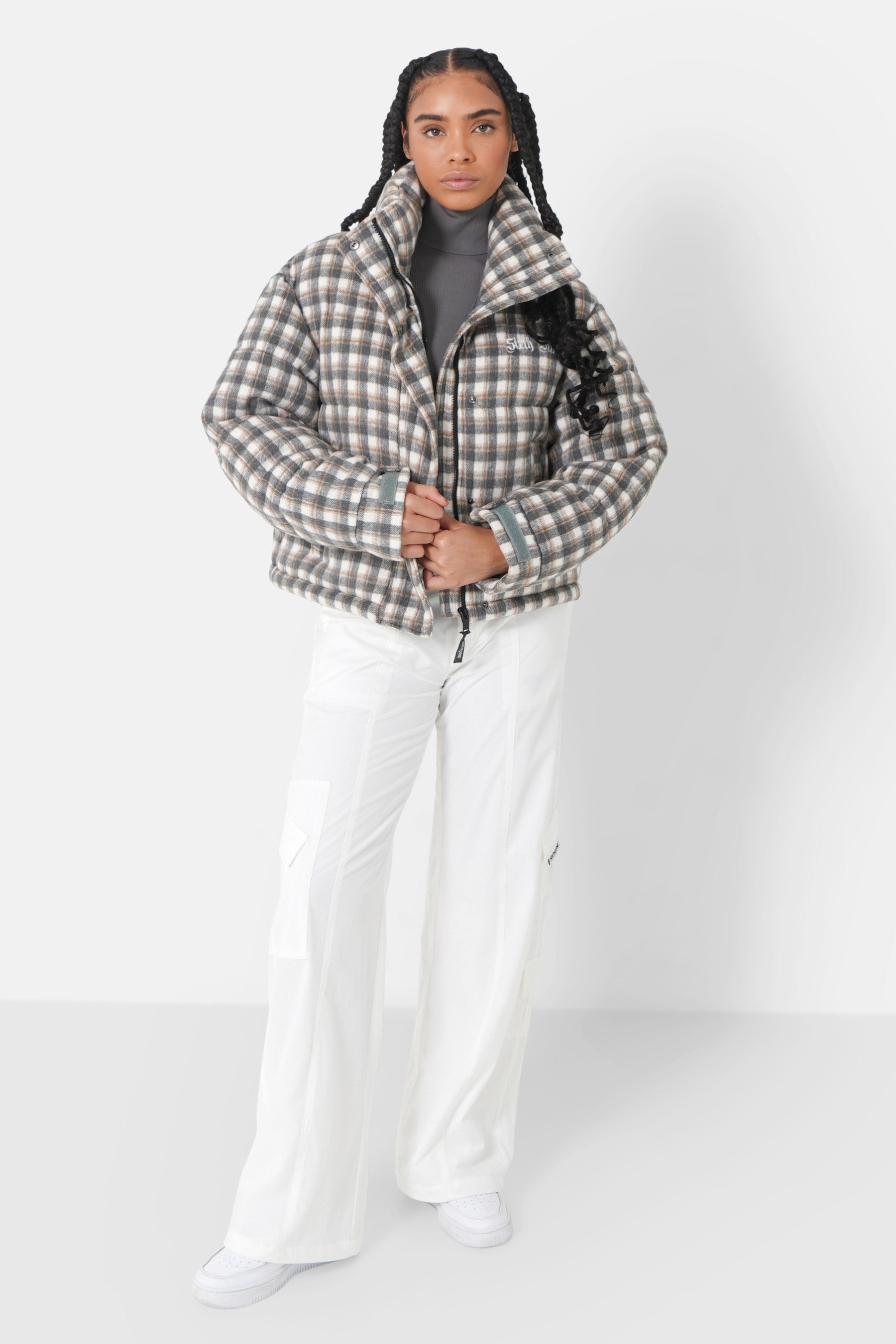 Doudoune laine logo bouclette Gris