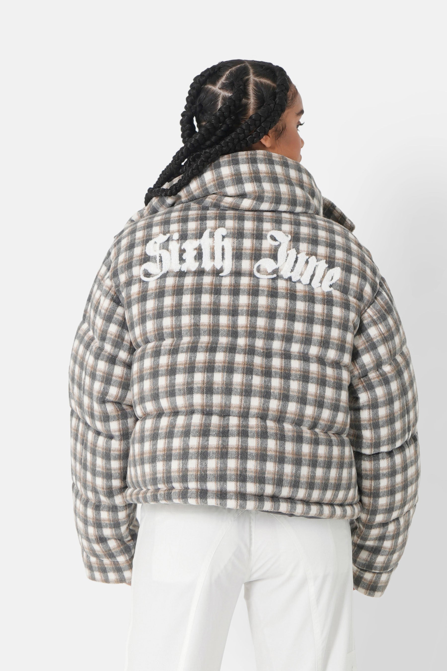 Doudoune laine logo bouclette Gris