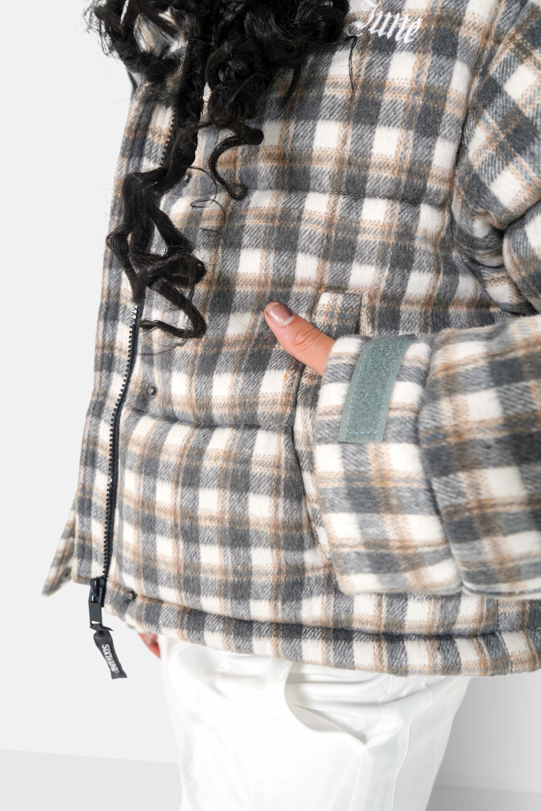 Doudoune laine logo bouclette Gris