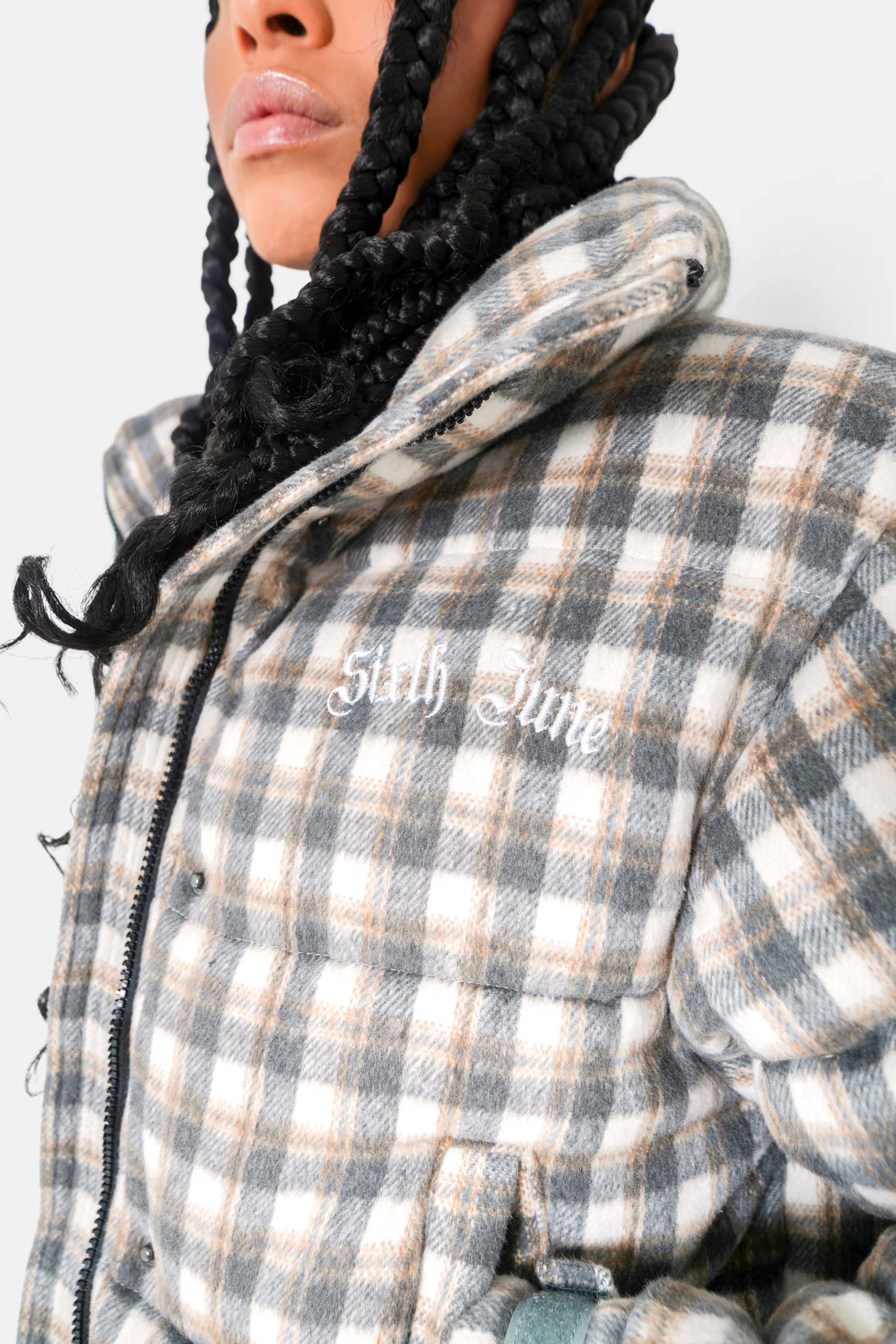 Doudoune laine logo bouclette Gris