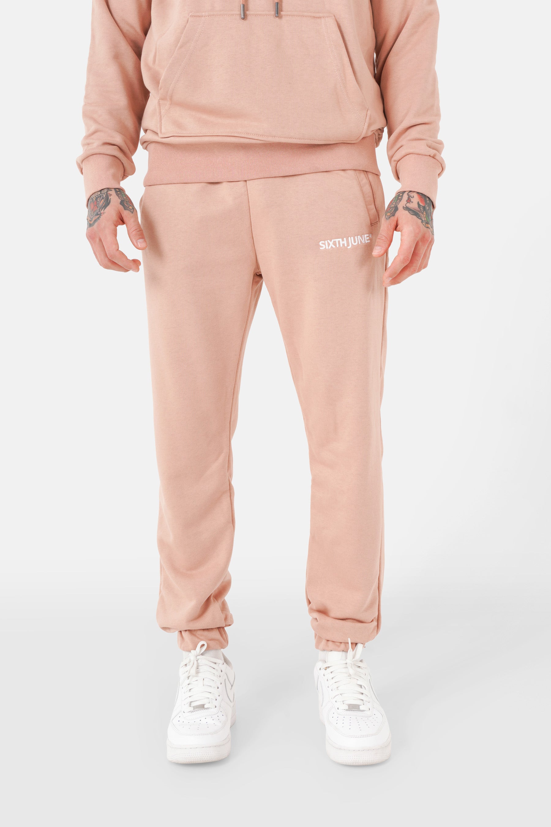 Jogging + sweat capuche logo brodé Beige