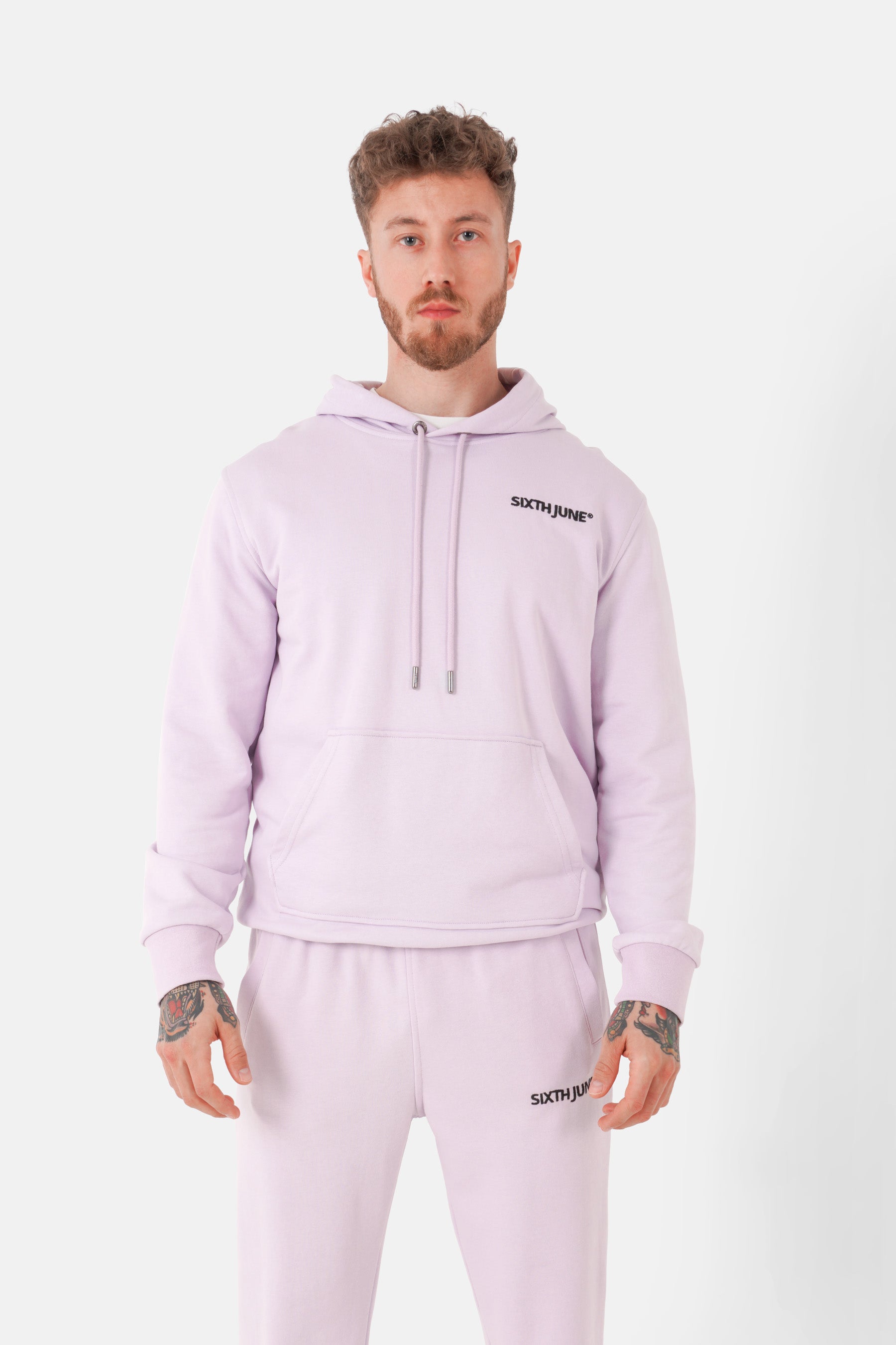 Jogging + sweat capuche logo brodé Violet clair