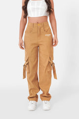 Ribbed cargo pants Beige